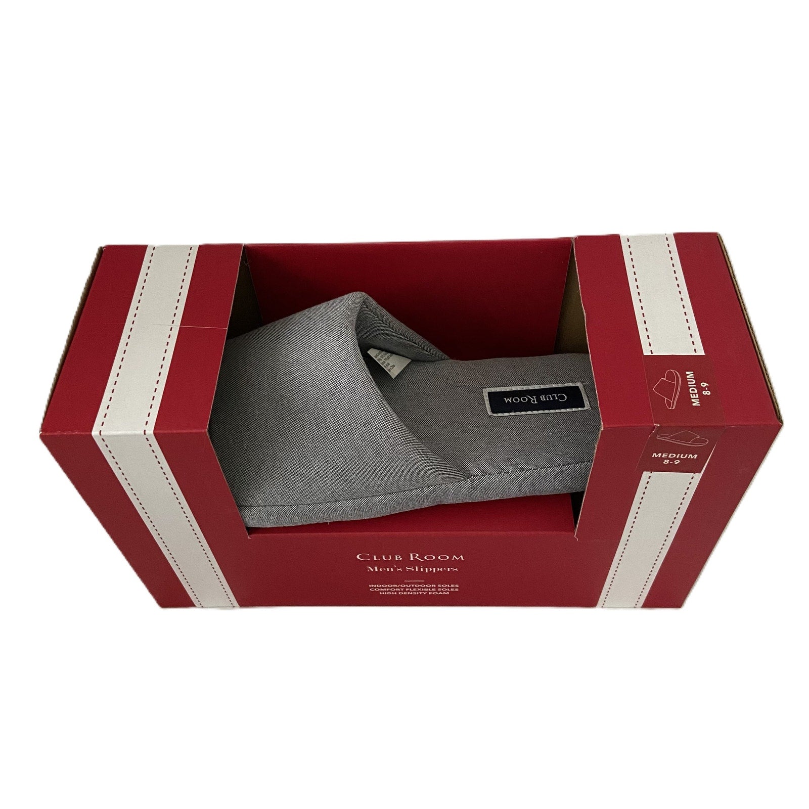 Club Room Men's Slippers Cushioned Bed Slides Comfort Soles Chambray M 8-9