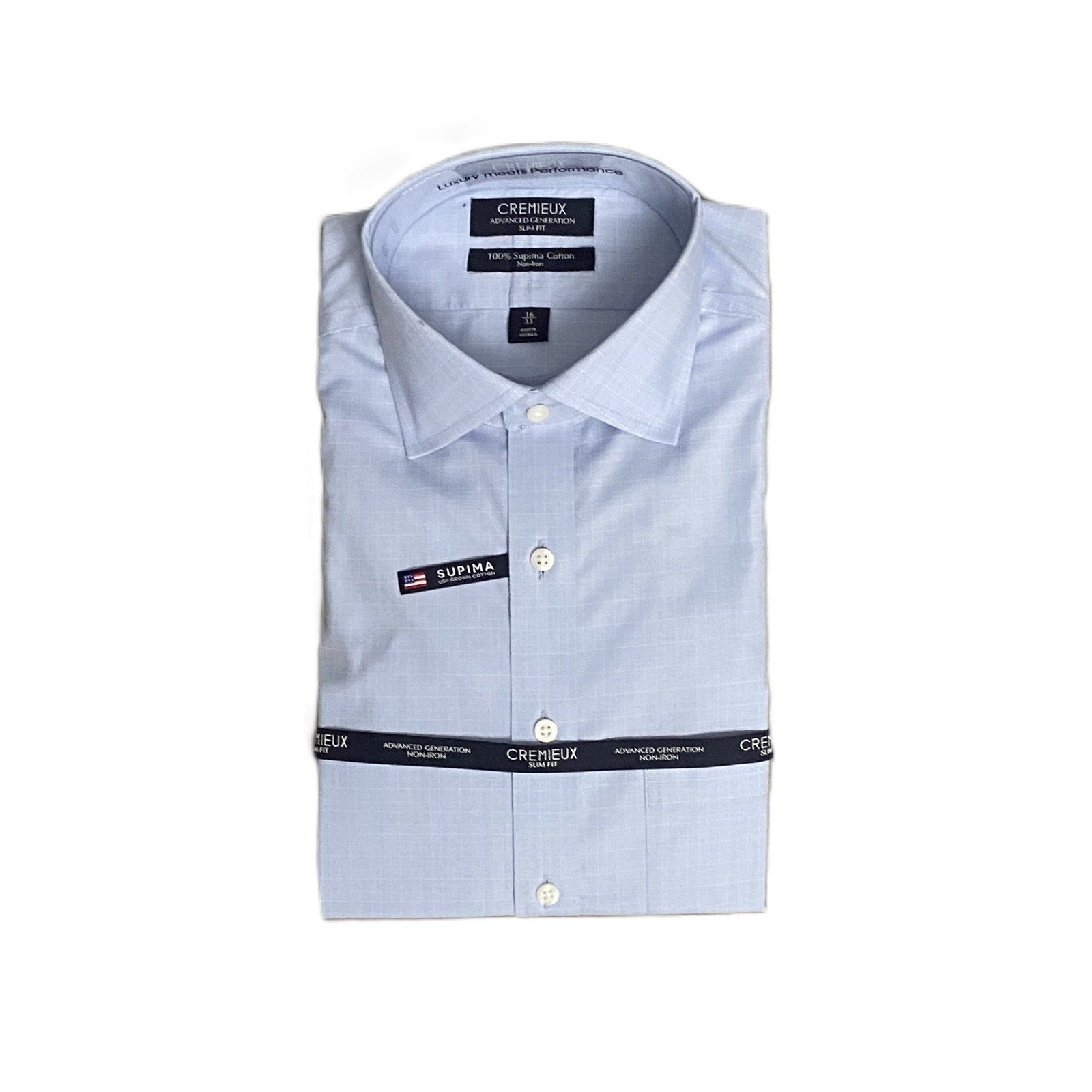 Daniel Cremieux Dress Shirt Men's 16-33 Slim Fit Supima Blue Check NEW