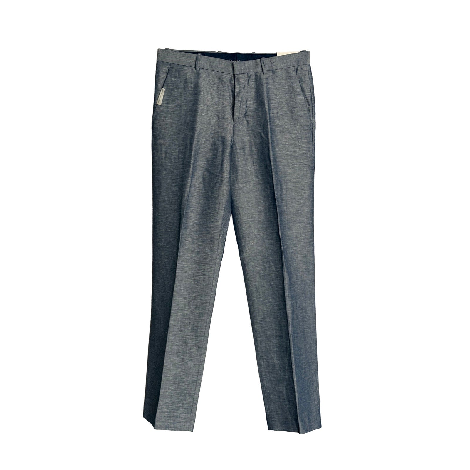 Perry Ellis Portfolio Pants Men's 32"x32" Modern Fit Linen Blend Blueprint