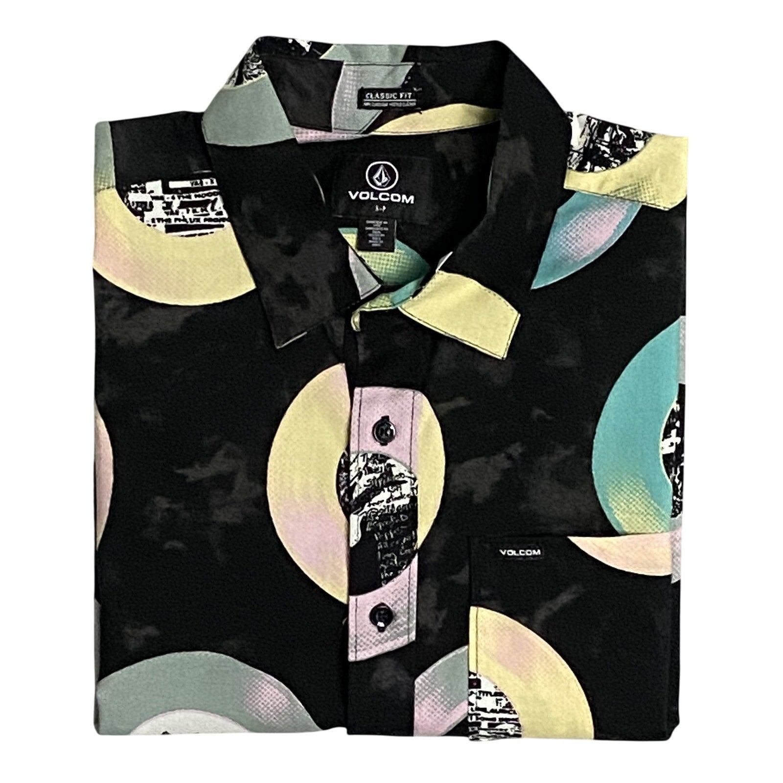 Volcom Casual Shirt Men's Small V-Entertainment Short Sleeve Classic Fit