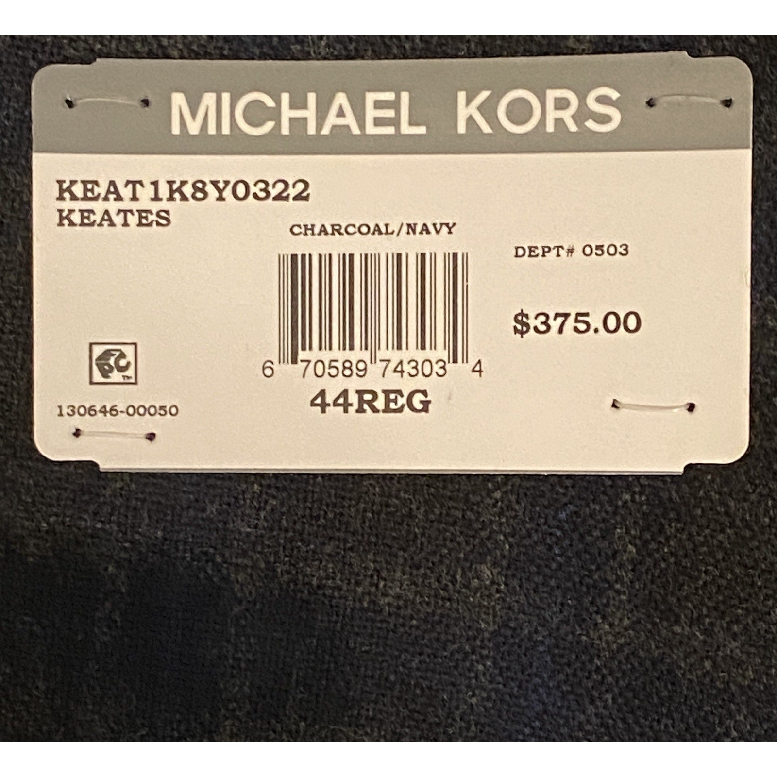 Michael Kors Sport Coat Men's 44 Reg Classic Fit Wool Blend Charcoal/Navy NEW