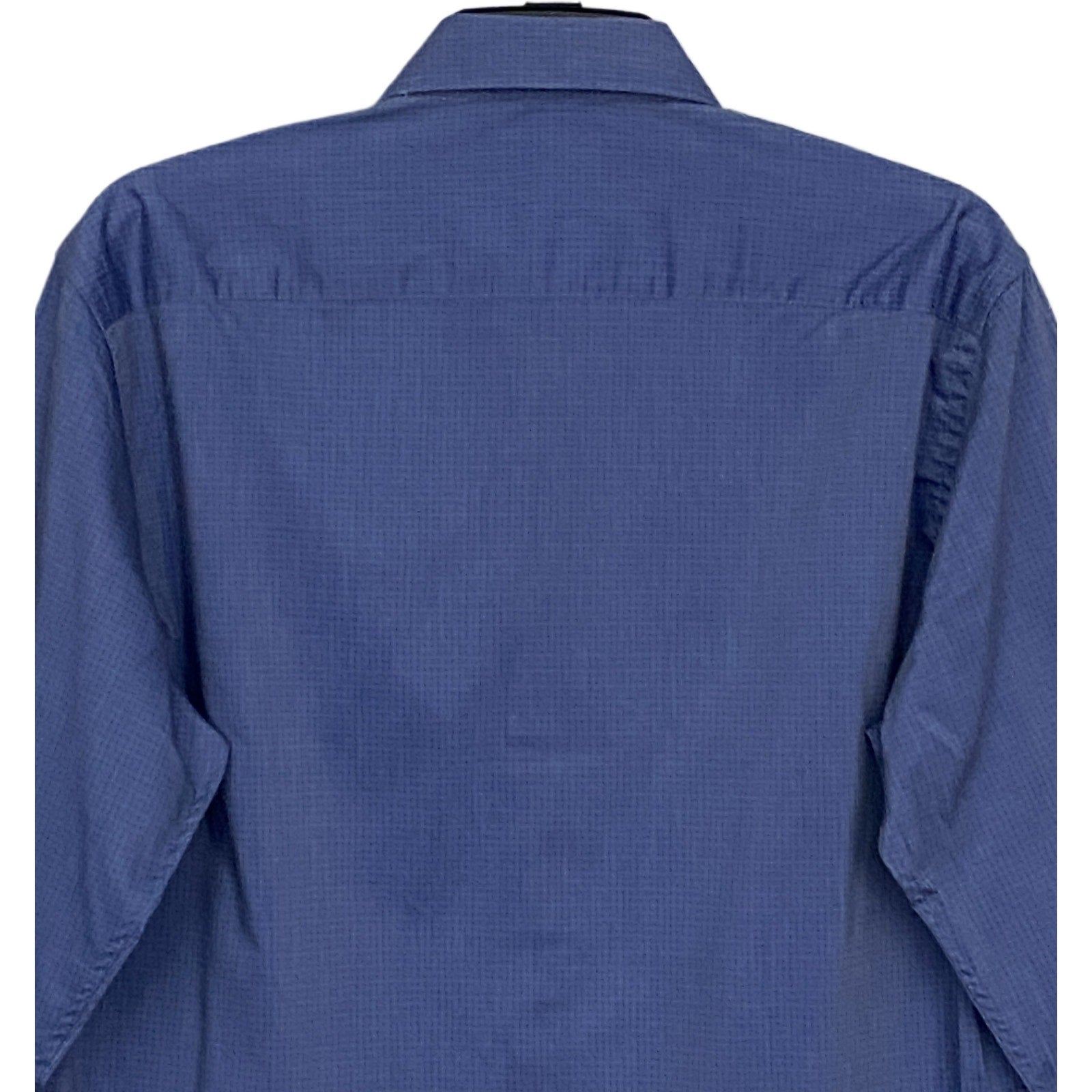 Lucky Brand Men's 15-15.5 34/35 Slim Fit Dress Shirt Blue Geo Print Stretch