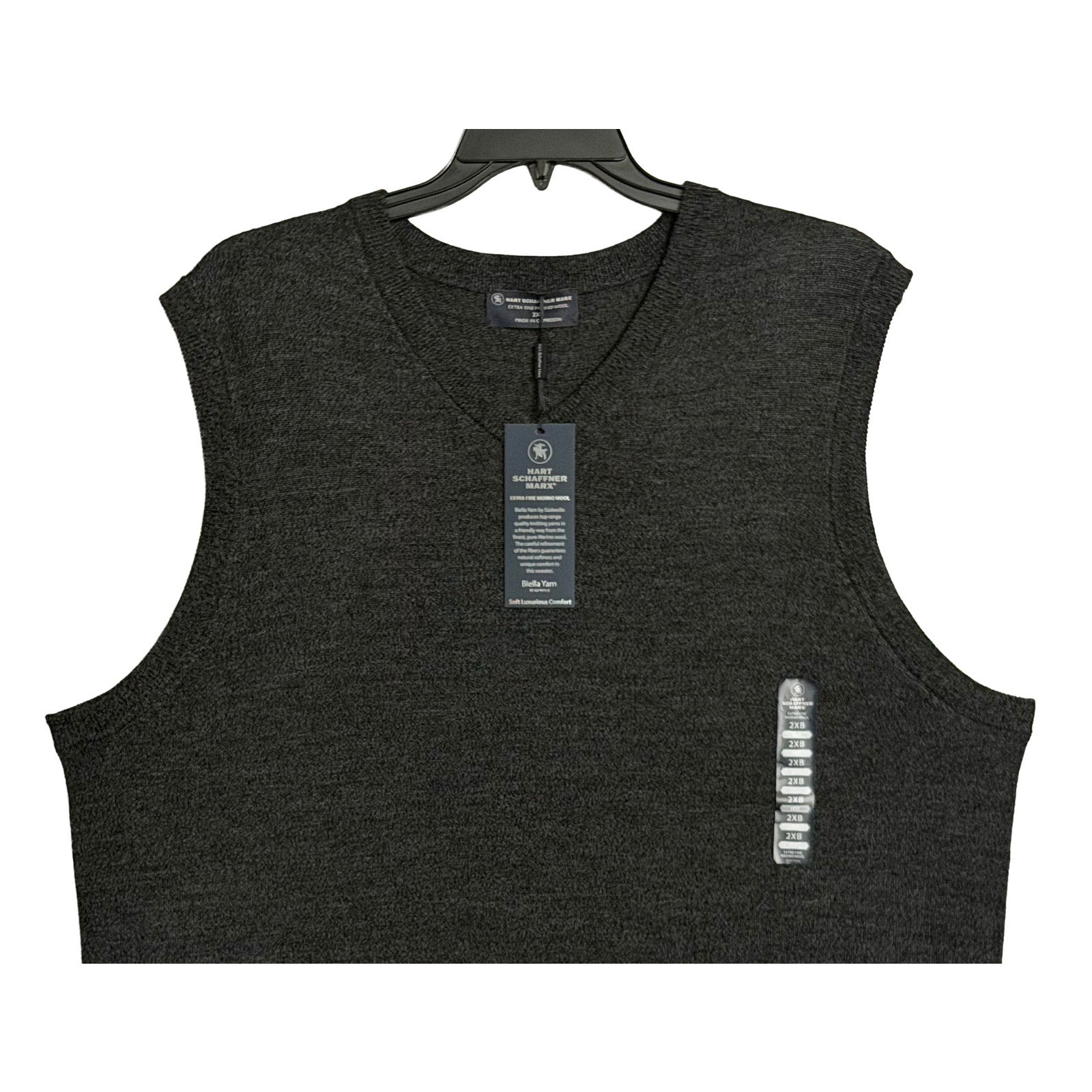 Hart Schaffner Marx Sweater Vest Men's 2XB Big & Tall Wool Charcoal Heather