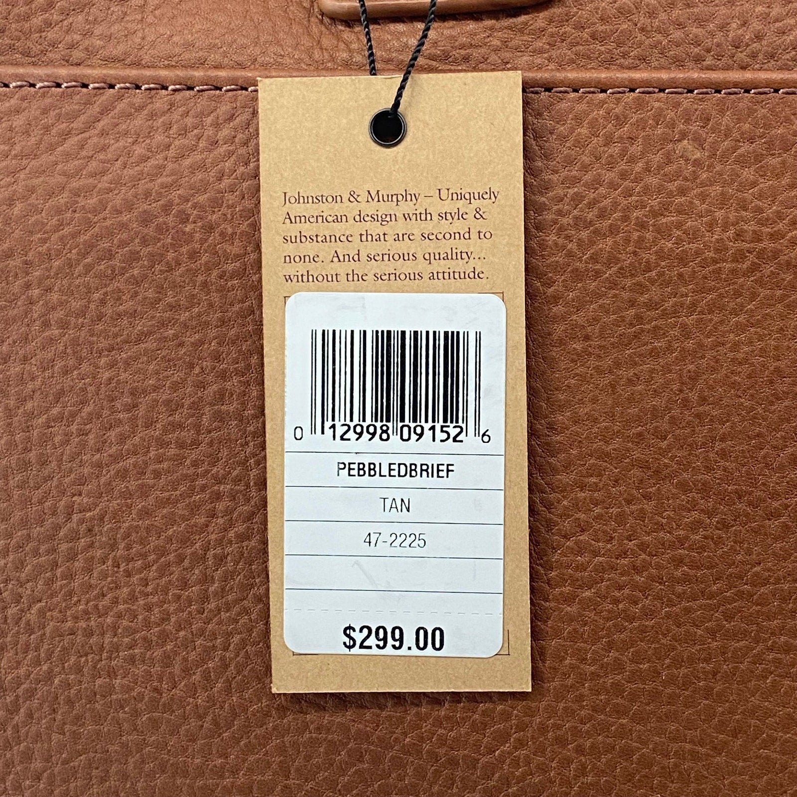 Johnston & Murphy Briefcase Oil-Tanned Leather Adj Crossbody Strap Tan NEW