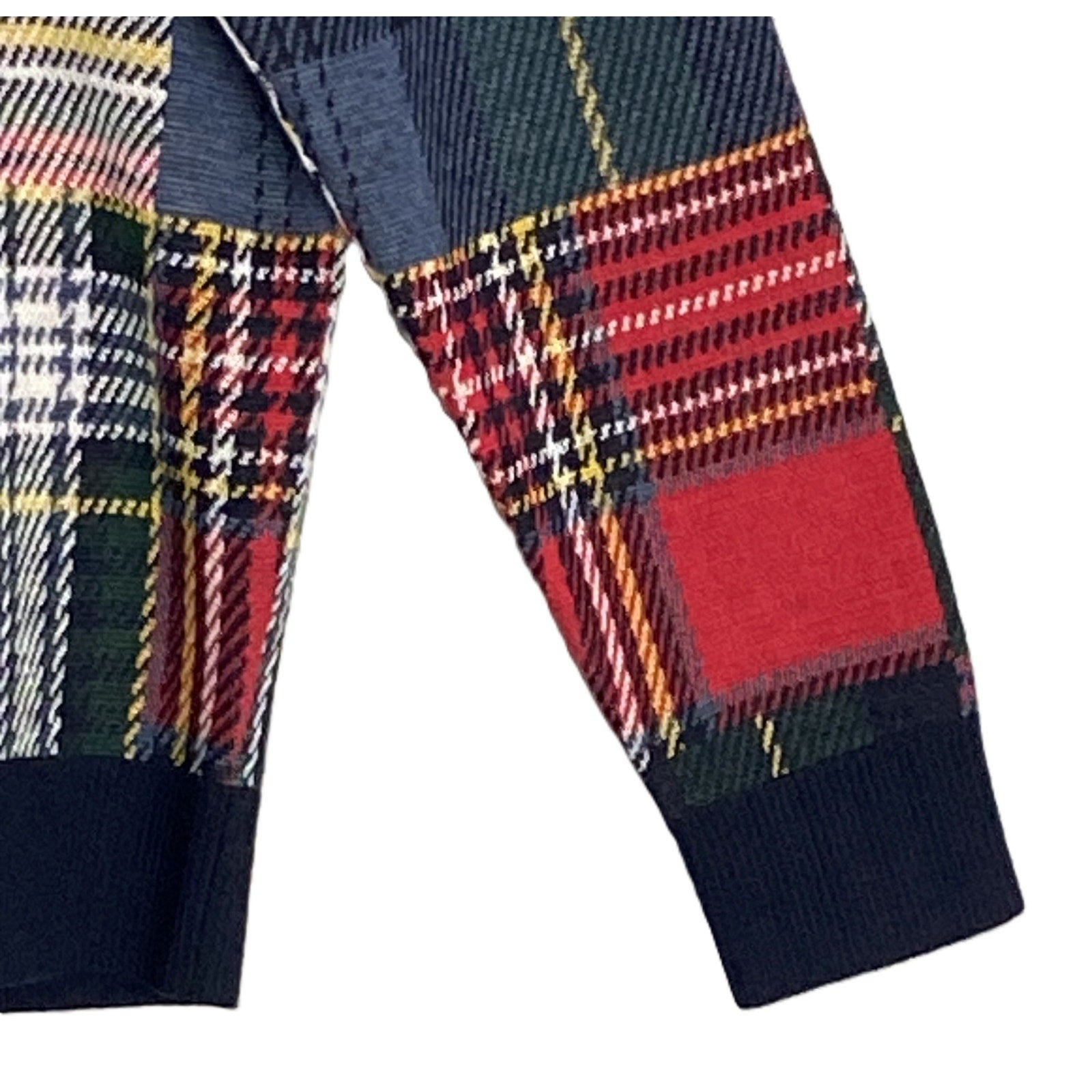 Daniel Cremieux V-Neck Sweater Men's Large Patchwork Plaid Fine Merino Wool