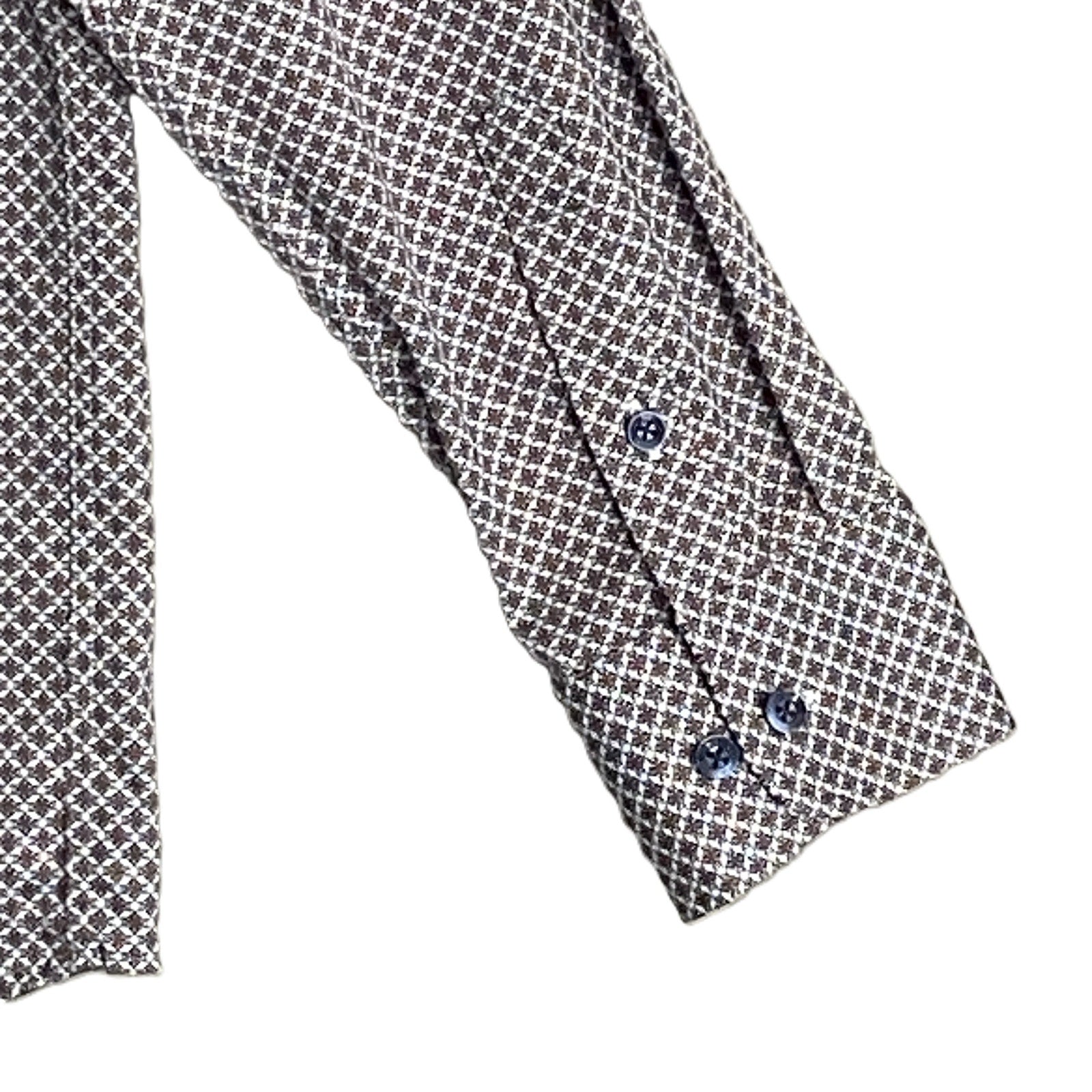 Visconti Black Men's Small Button Up Shirt Geometric Print Bark Stretch