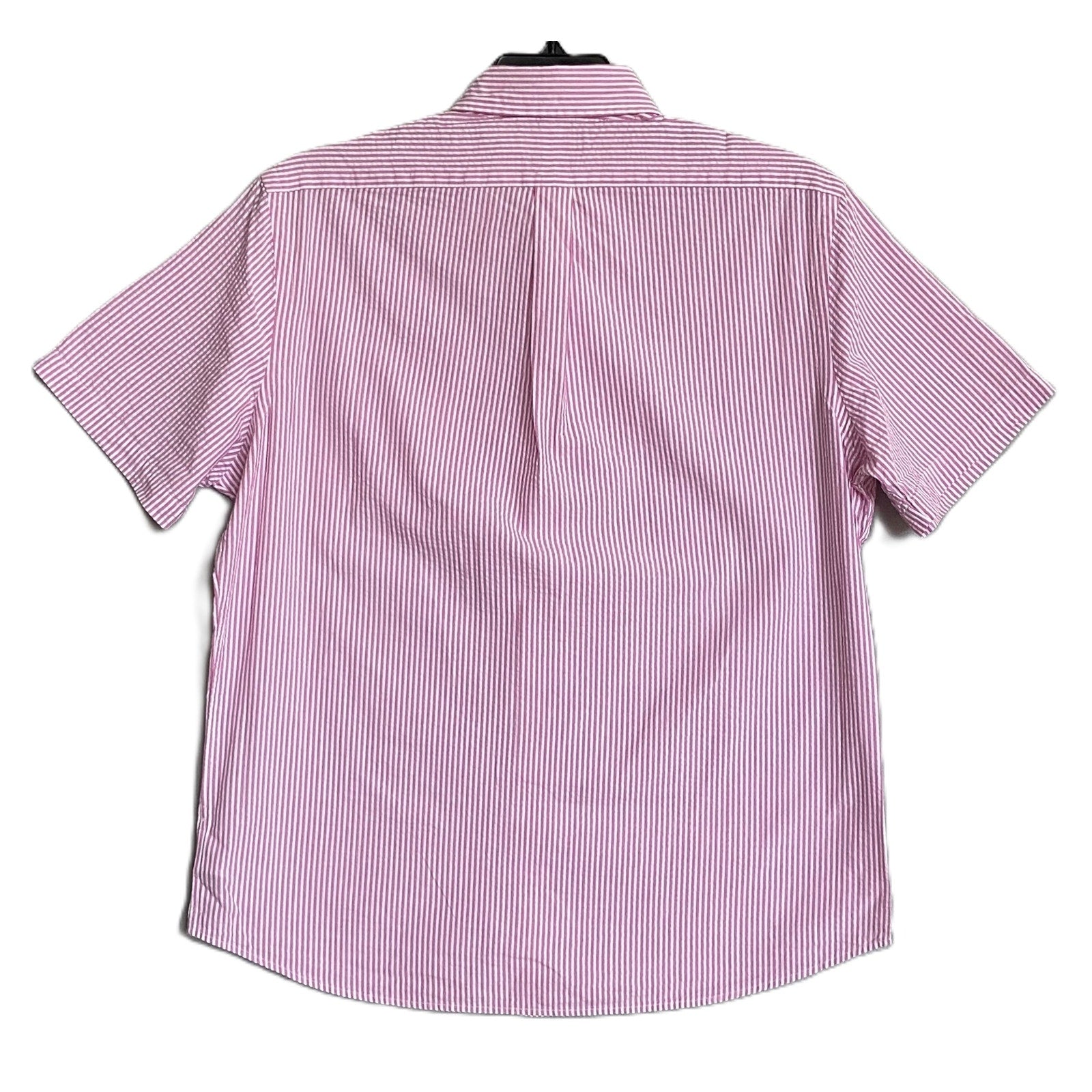 Polo Ralph Lauren Shirt Pink Seersucker Short Slv Untucked Fit Men's Large