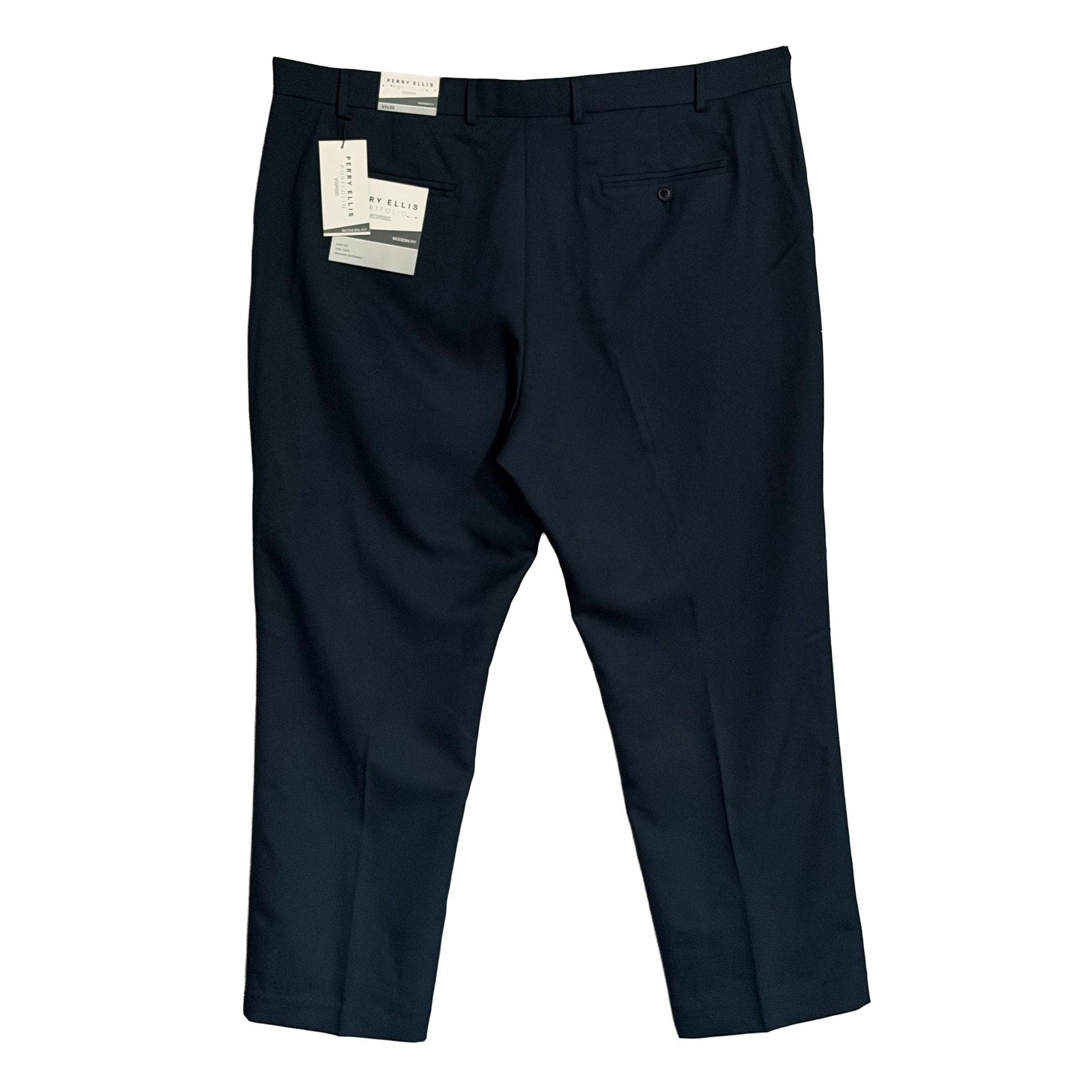 Perry Ellis Portfolio Pants Men's 42"x30" Dress Pants Modern Fit Dark Blue