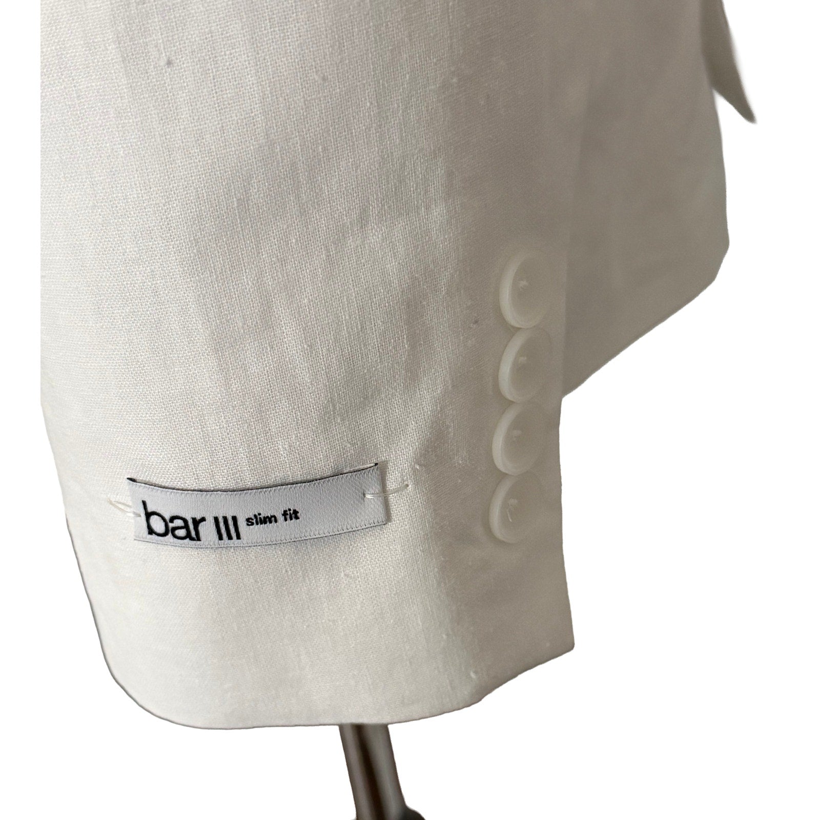 Bar III Men's 46 Long Suit Jacket Slim Fit Linen Cotton Blend White