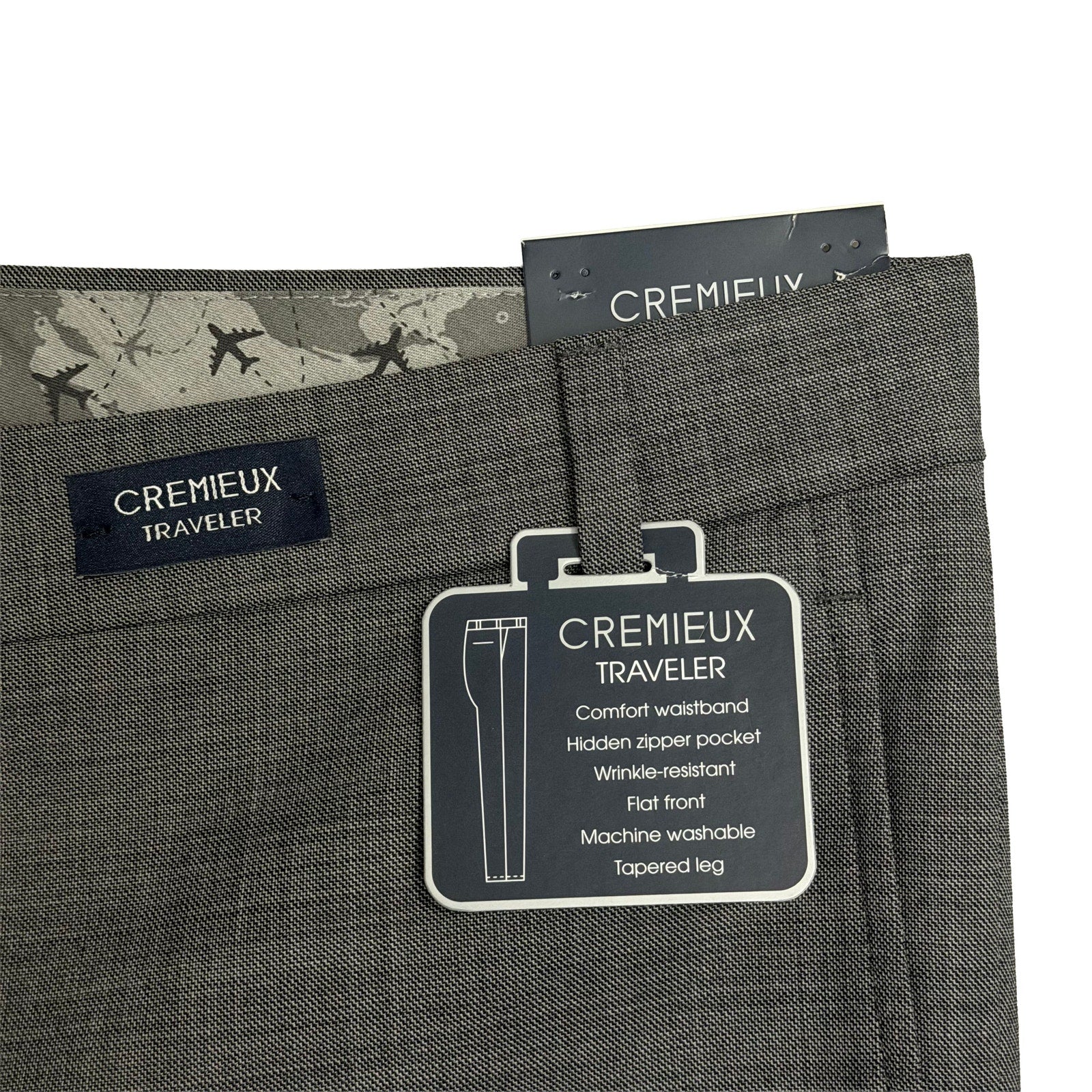 Daniel Cremieux Dress Pant Men's 46R Traveler Raw Hem Comfort Waist Gray