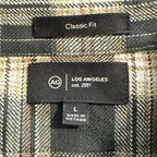 AG Los Angeles Shirt Men's Large Classic Fit Huston Western Charcoal Plaid