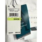 Perry Ellis Portfolio Pants Men's 30"x30" Modern Fit Linen Blend Solid White