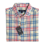 Daniel Cremieux 38 Men's Large Short Sleeve Button-Up Shirt Pink & Blue