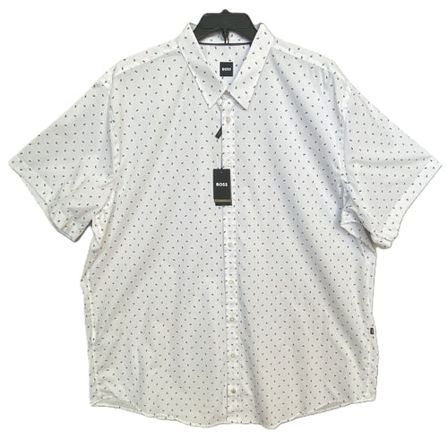 Boss Shirt Men's 4XL Big & Tall Roan Short Sleeve Shirt Stretch White/Blue