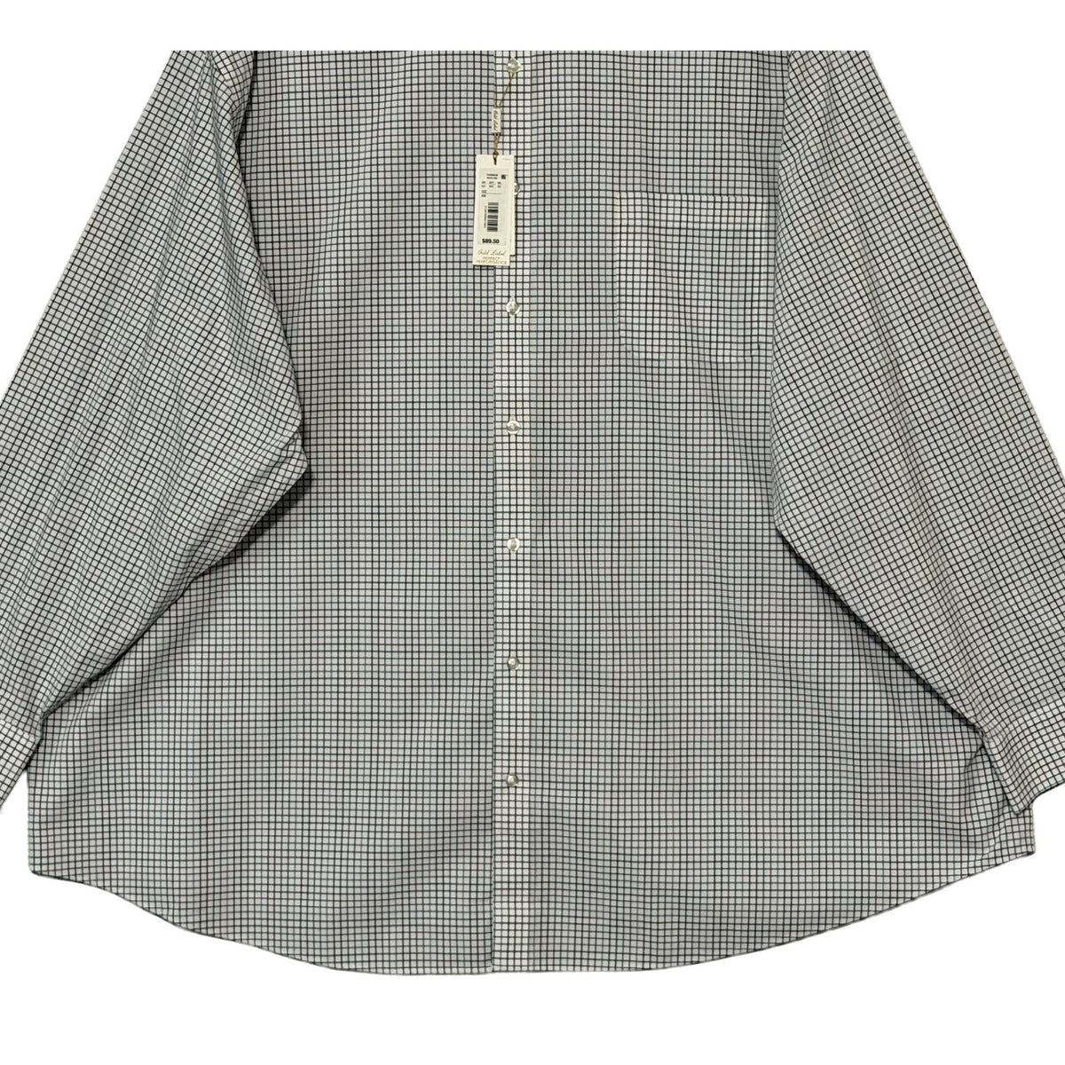 Roundtree & Yorke Performance Dress Shirt Men's 4XB LS Big & Tall White Check