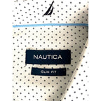 Nautica Dress Shirt Men's 14-14.5 32/33 Performance Slim Fit White Diamond