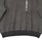 Perry Ellis Sweater Men's 2X Big & Tall Yarn Herringbone Crew Neck Black