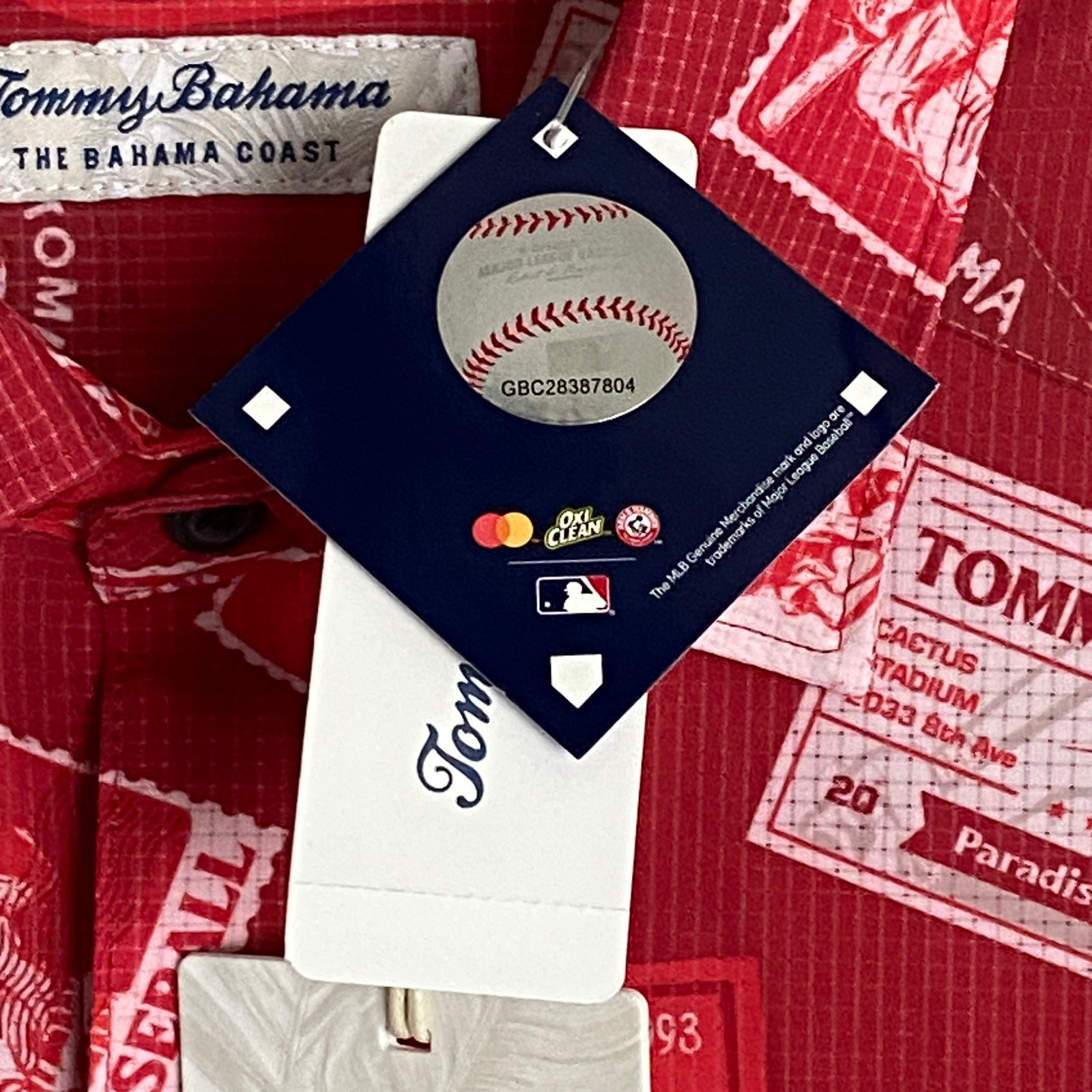 Tommy Bahama Baseball "The Bahama Coast" Men's Large Shirt Cincinnati Reds