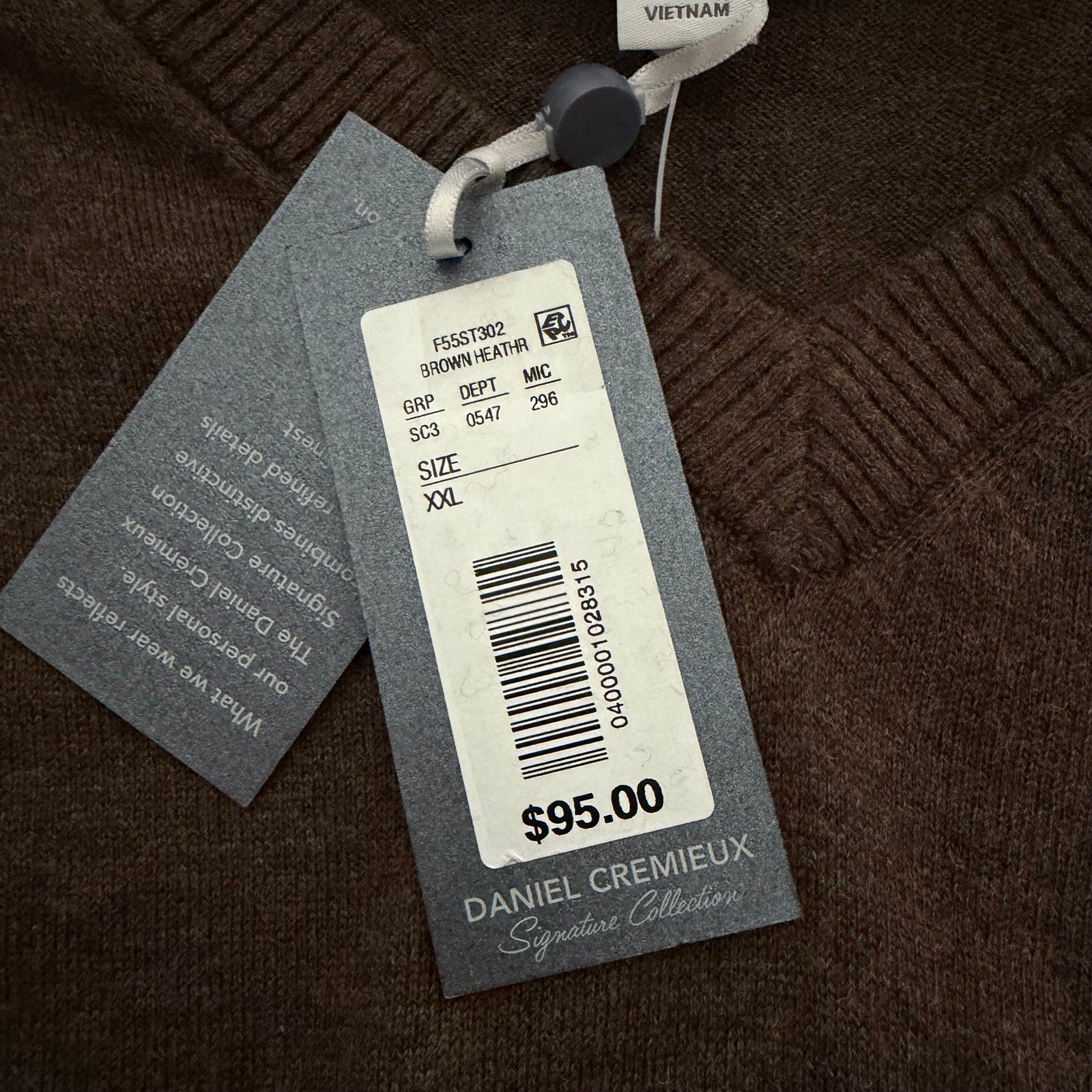 Daniel Cremieux Sweater Vest Men's XXL Supima Cotton Cashmere Blend Brown