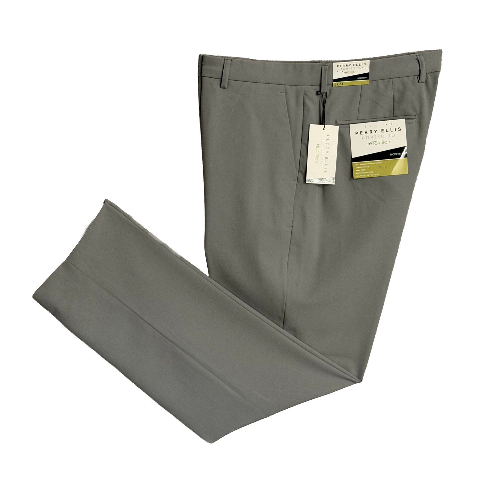 Perry Ellis Portfolio Pants Men's 38x34 Modern Fit Dress Pant Chiseled Stone