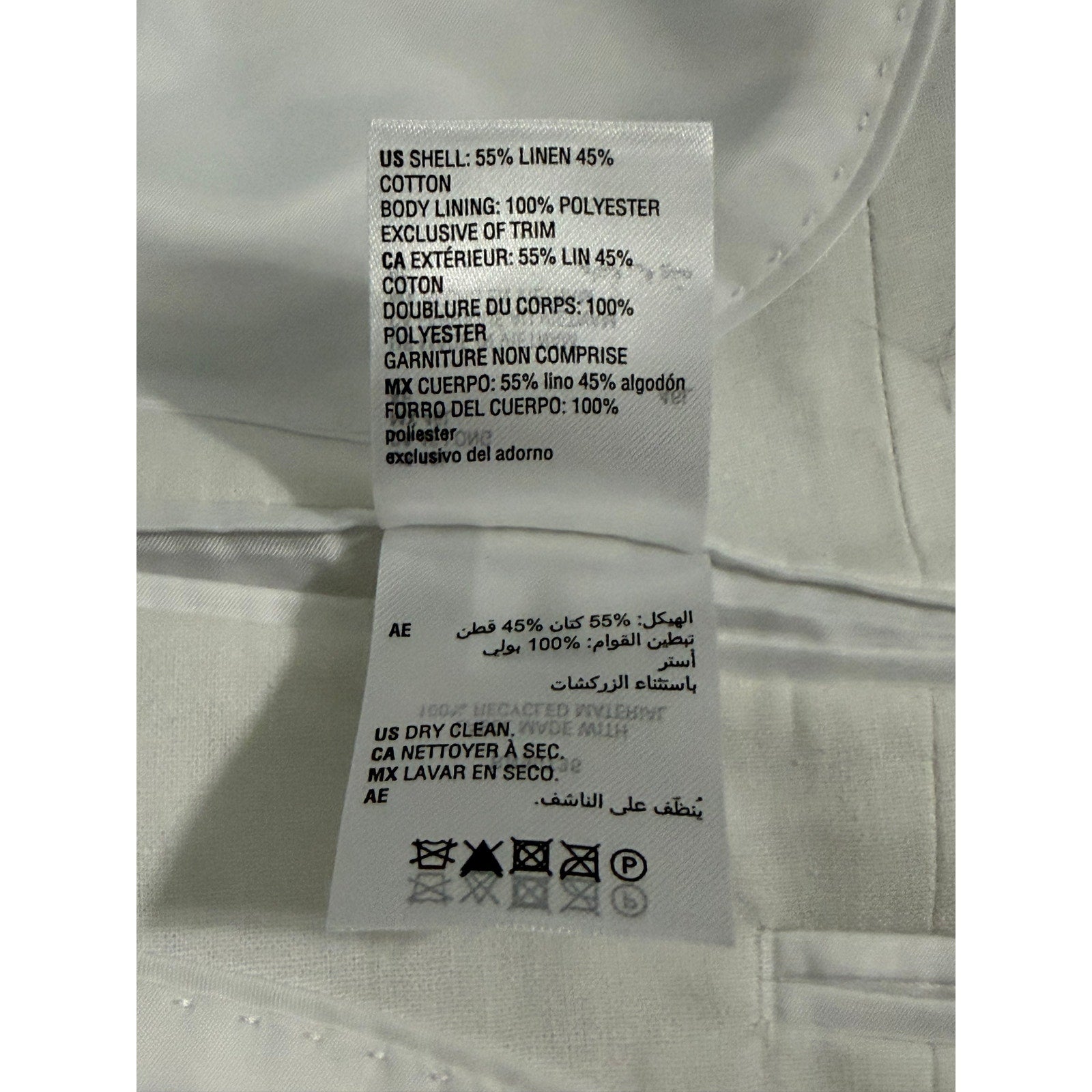 Bar III Men's 46 Long Suit Jacket Slim Fit Linen Cotton Blend White