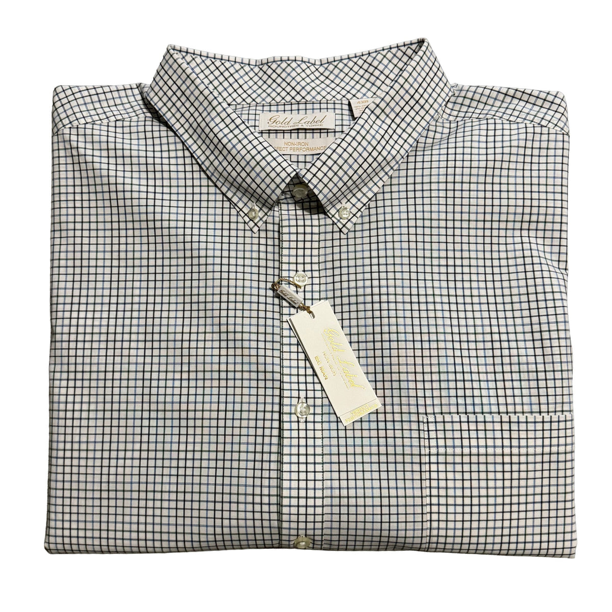 Roundtree & Yorke Performance Dress Shirt Men's 4XB LS Big & Tall White Check