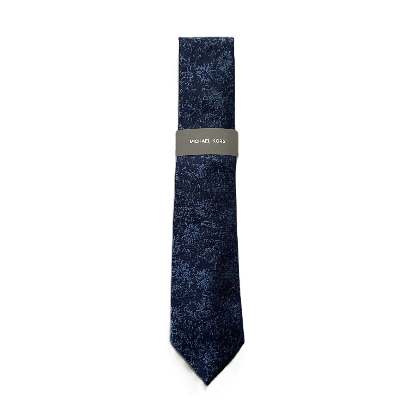 Michael Kors Necktie 3" Navy MK Floral Standard Length Silk Blend