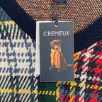 Daniel Cremieux V-Neck Sweater Men's XL Patchwork Plaid Fine Merino Wool NEW