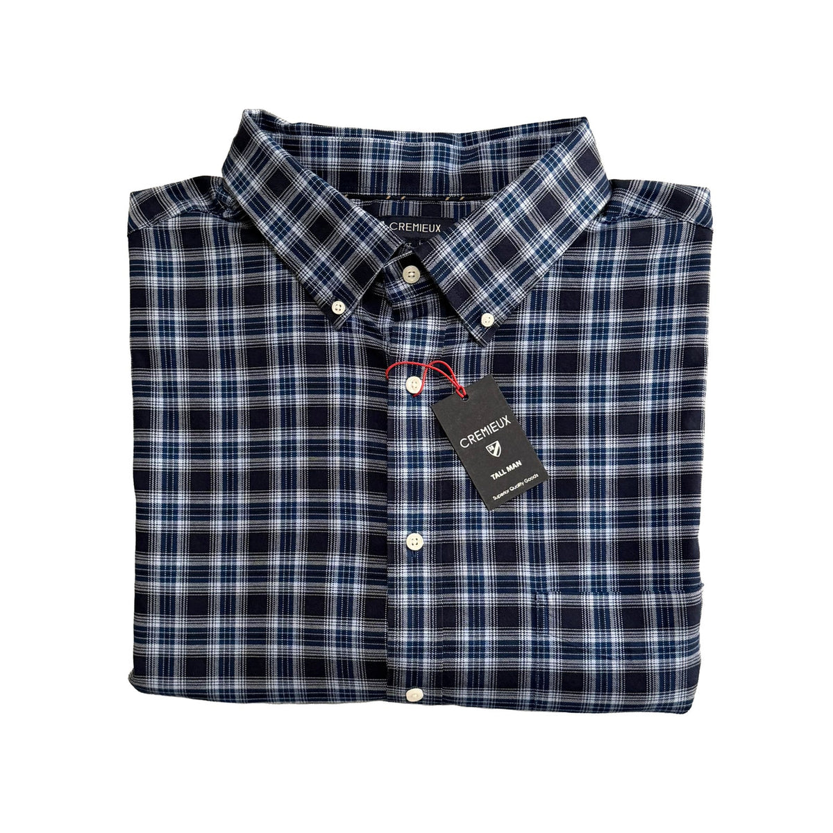 Daniel Cremieux Dress Shirt Men's 4XB Big & Tall Button-Down Stretch Dark Navy Plaid