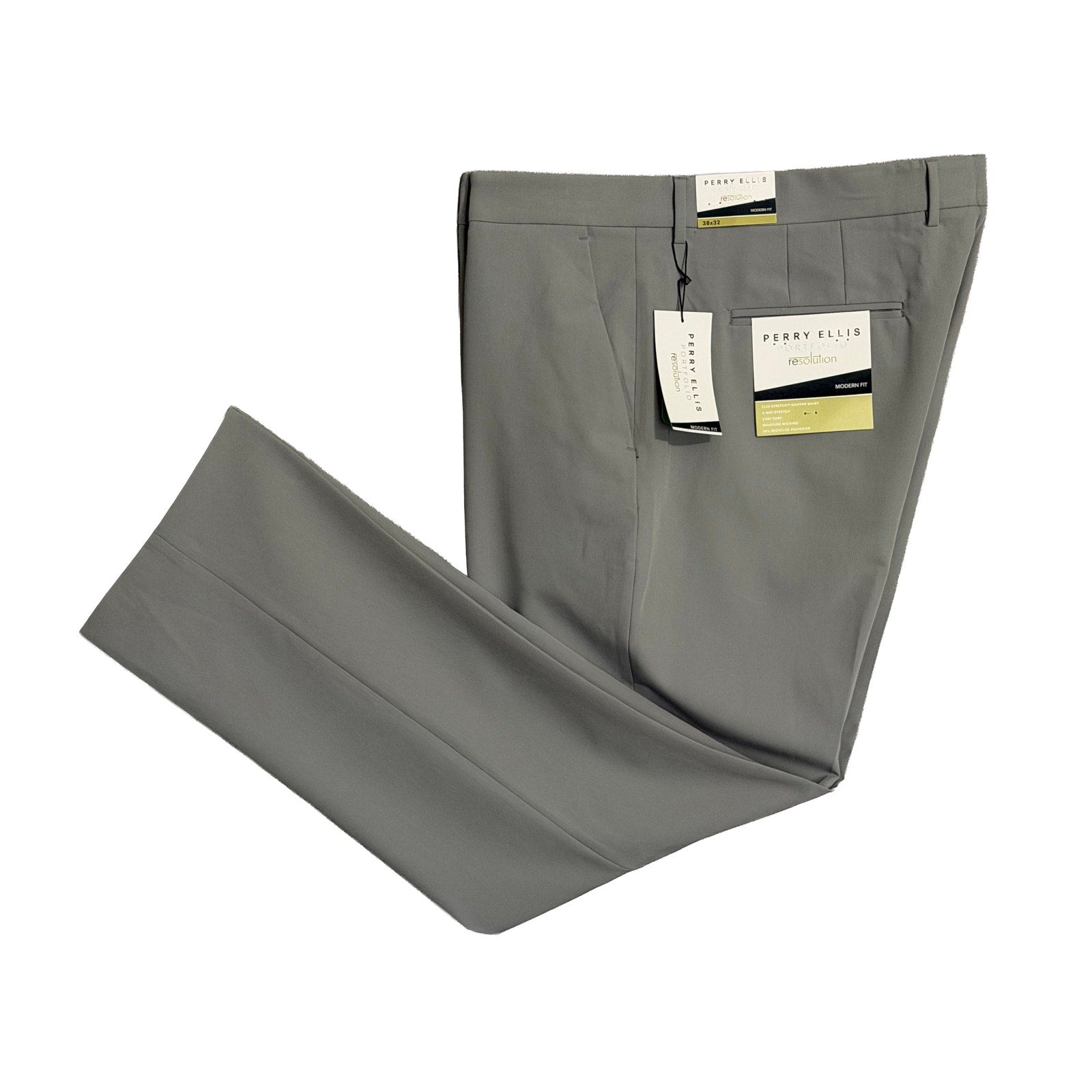 Perry Ellis Portfolio Pants Men's 38x32 Modern Fit Dress Pant Chiseled Stone