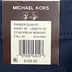 Michael Kors Men's 40x32 Slim-Fit Parker Stretch Twill Pants Midnight Blue