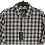 Michael Kors Men's XXL Classic Fit Flannel Shirt Black Grey Plaid Stretch