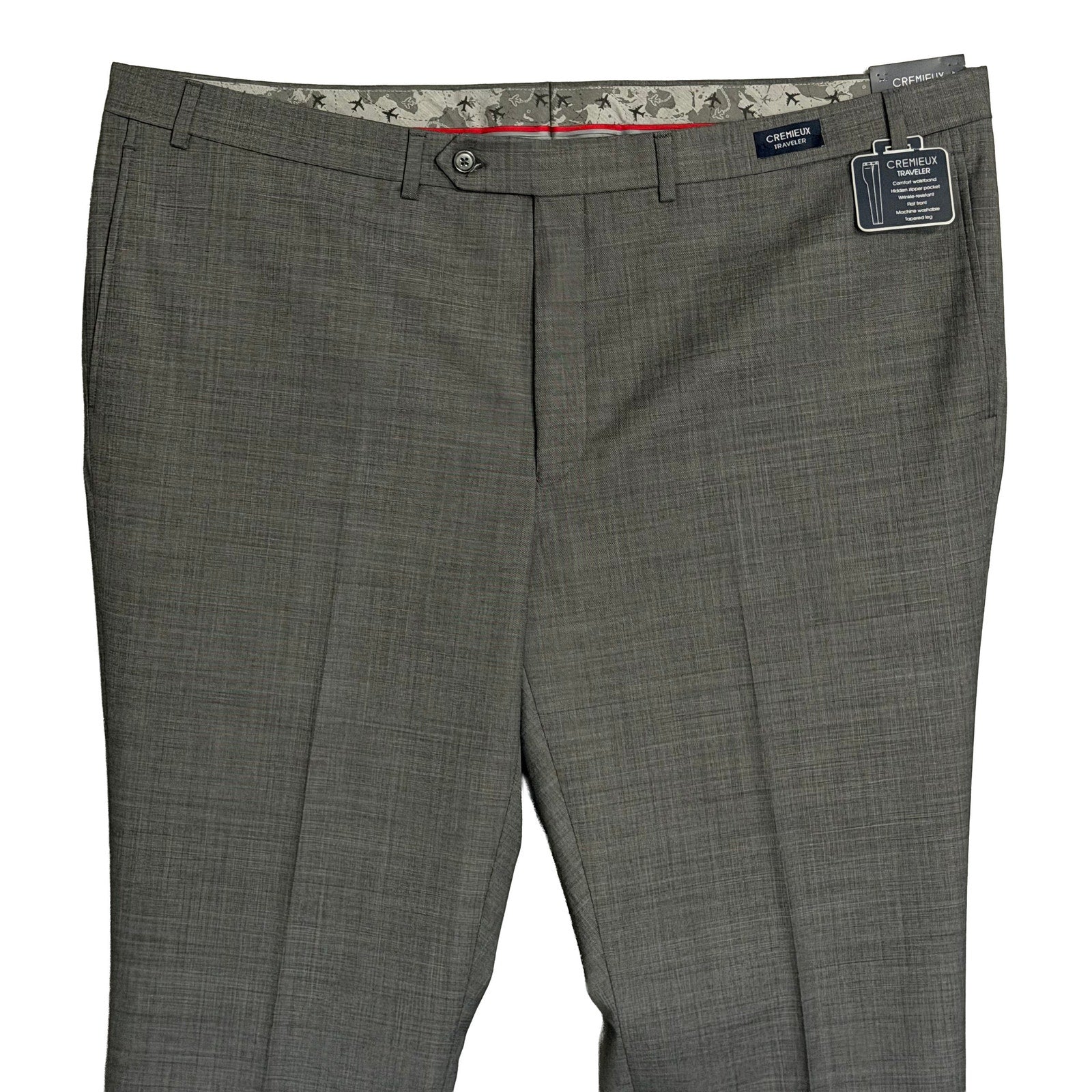 Daniel Cremieux Dress Pant Men's 46R Traveler Raw Hem Comfort Waist Gray