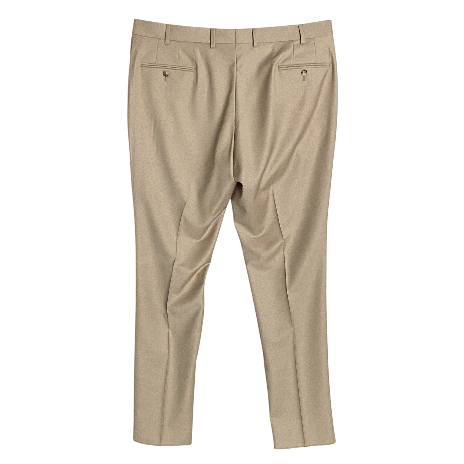 Ted Baker London Joey Pant Men's 42R Wool Dress Pant Solid Tan Raw Hem