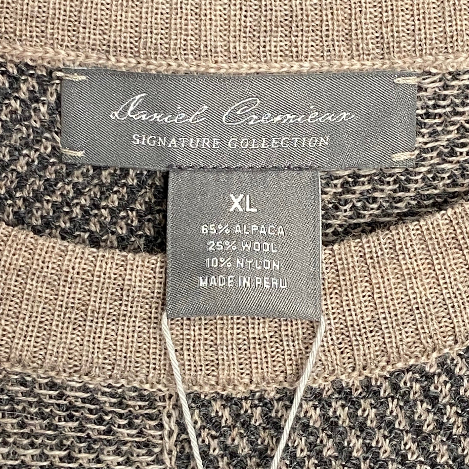 Daniel Cremieux Knit Sweater Men's XL Crew Neck Alpaca Wool Blend Oatmeal