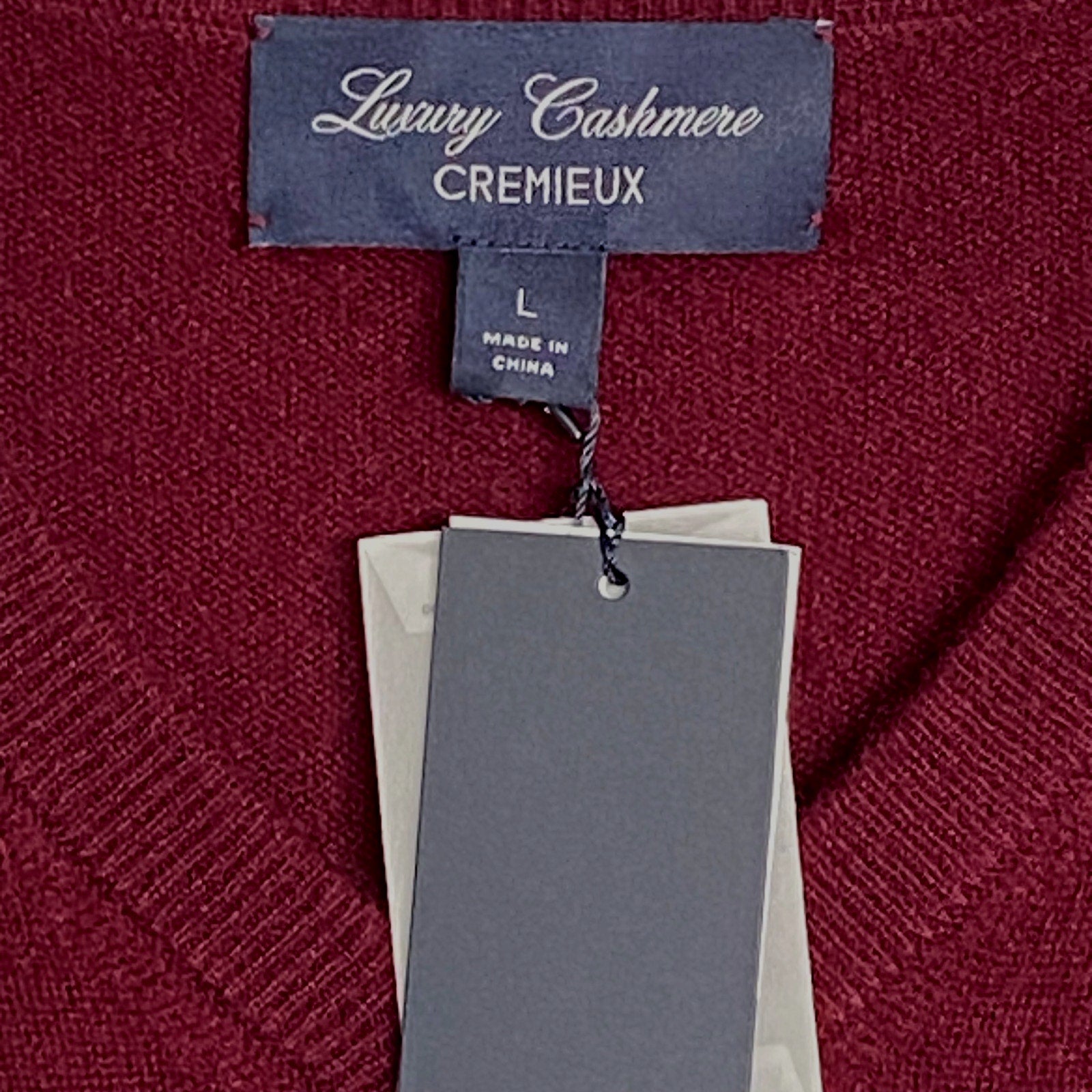 Daniel Cremieux V-Neck Sweater Men's Large Luxury Cashmere Burgundy