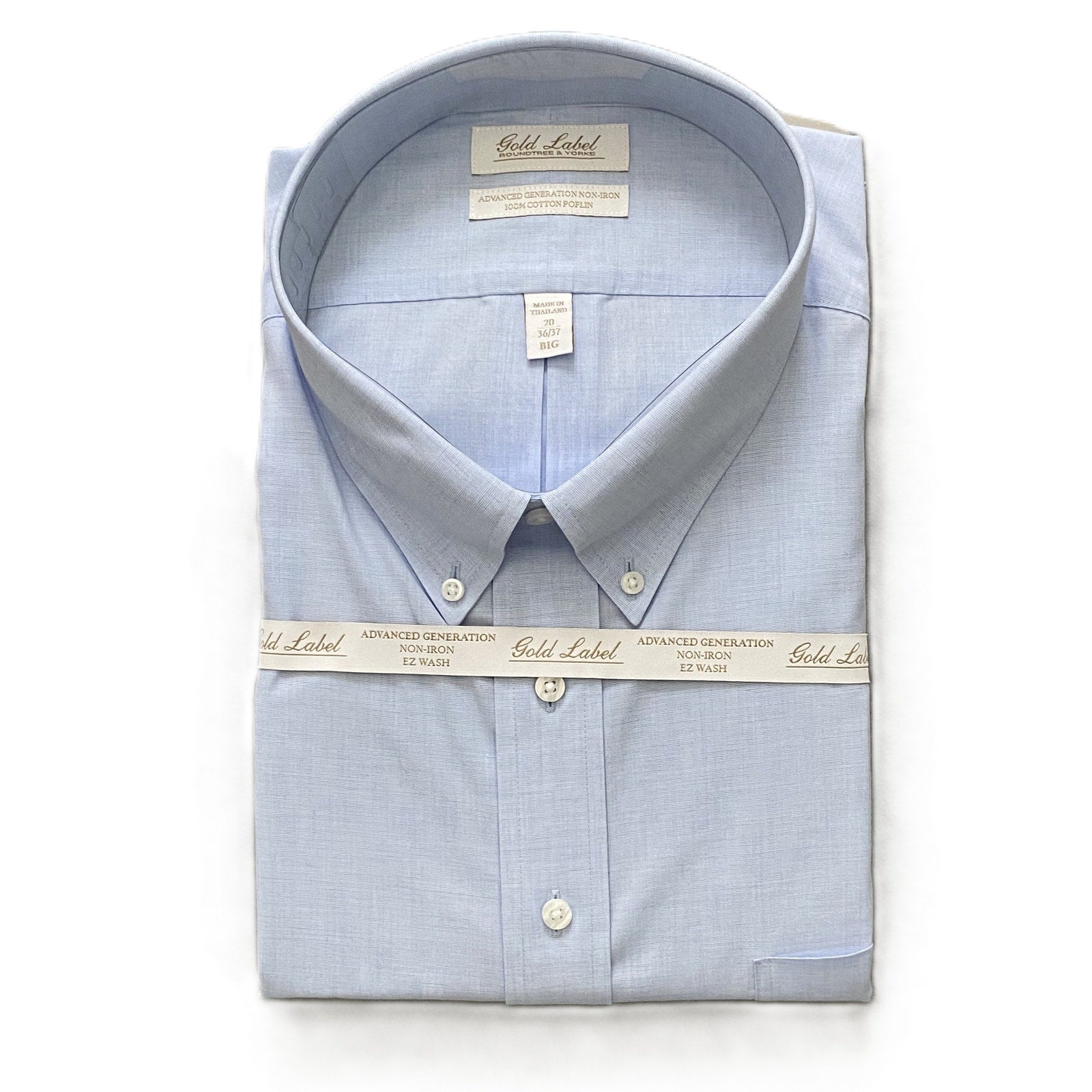 Roundtree & Yorke Shirt Big & Tall Men's 20 36/37 Dress Shirt Light Blue