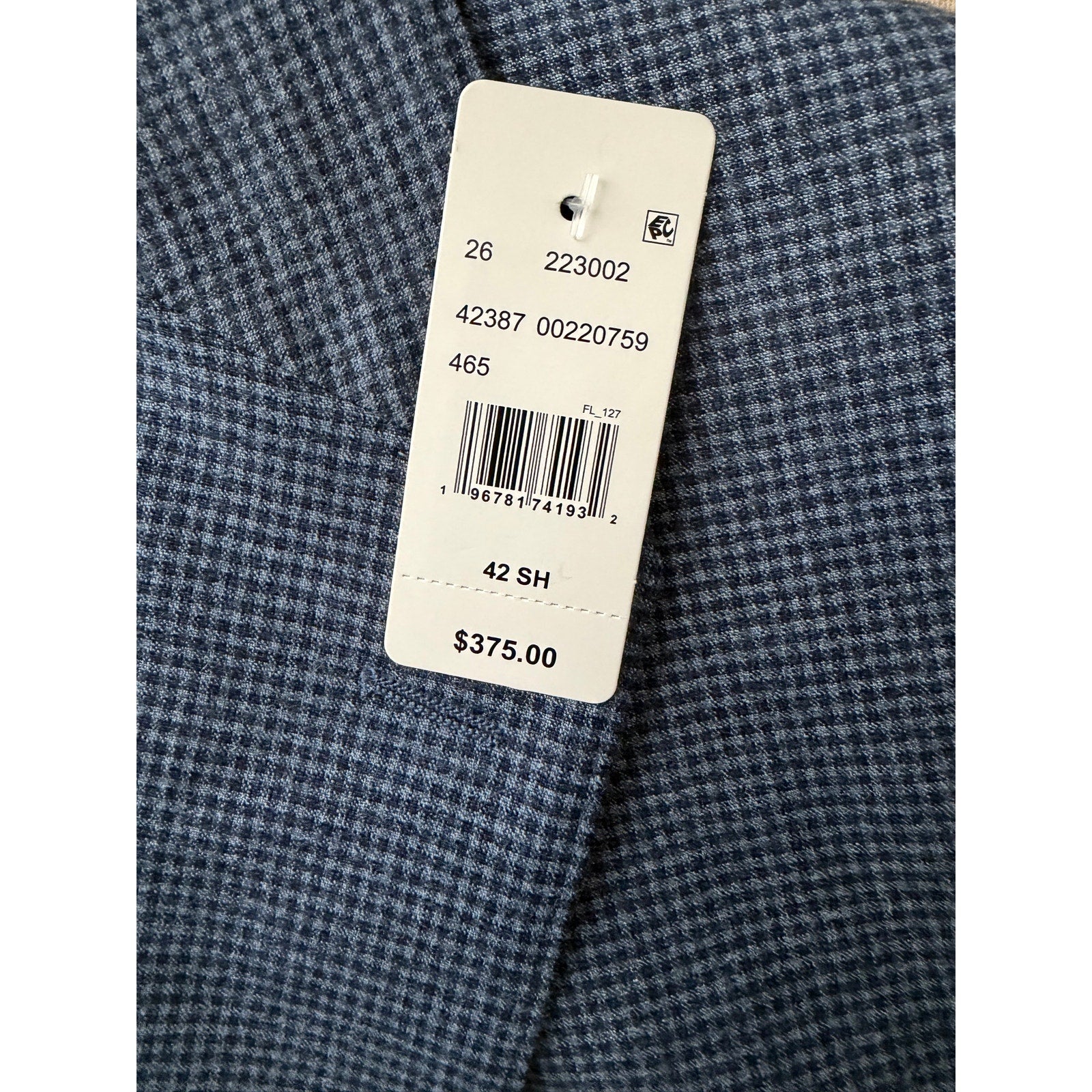 Brooks Brothers Sport Coat Men's 42 Short Blue Micro-Check Wool Blend