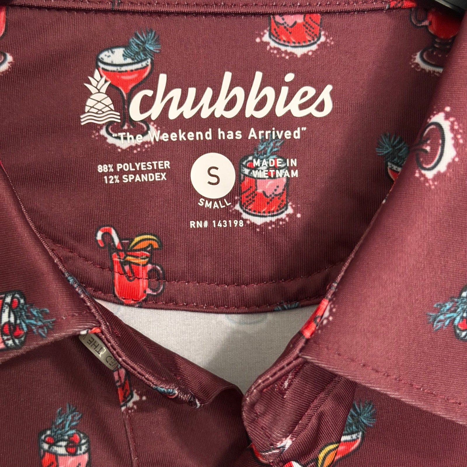 Chubbies Polo Shirt Men's Small "That's the Spirit" Short Sleeve Red