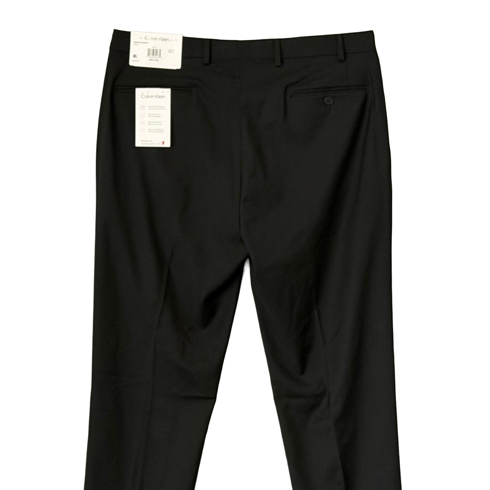 Calvin Klein Dress Pant Men's 36"x32" Slim Fit Stretch Waistband Solid Black