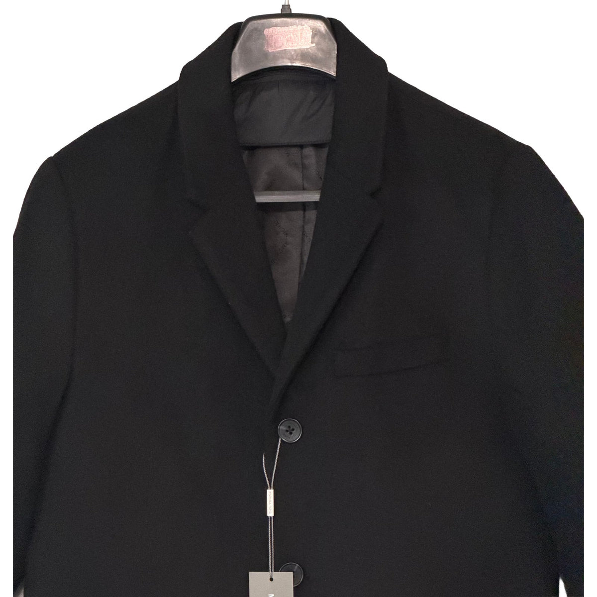 Michael Kors Hanover Overcoat Men's 38 Regular Slim Fit Wool Blend Black