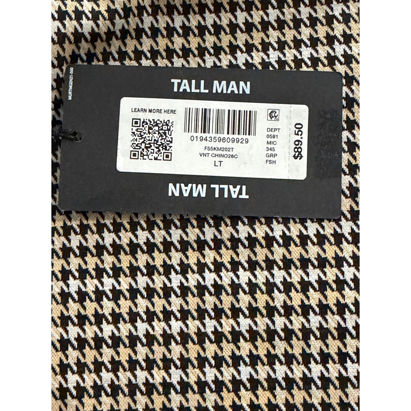 Murano Polo Shirt Men's LT Big & Tall Short Sleeve Brown Black Houndstooth