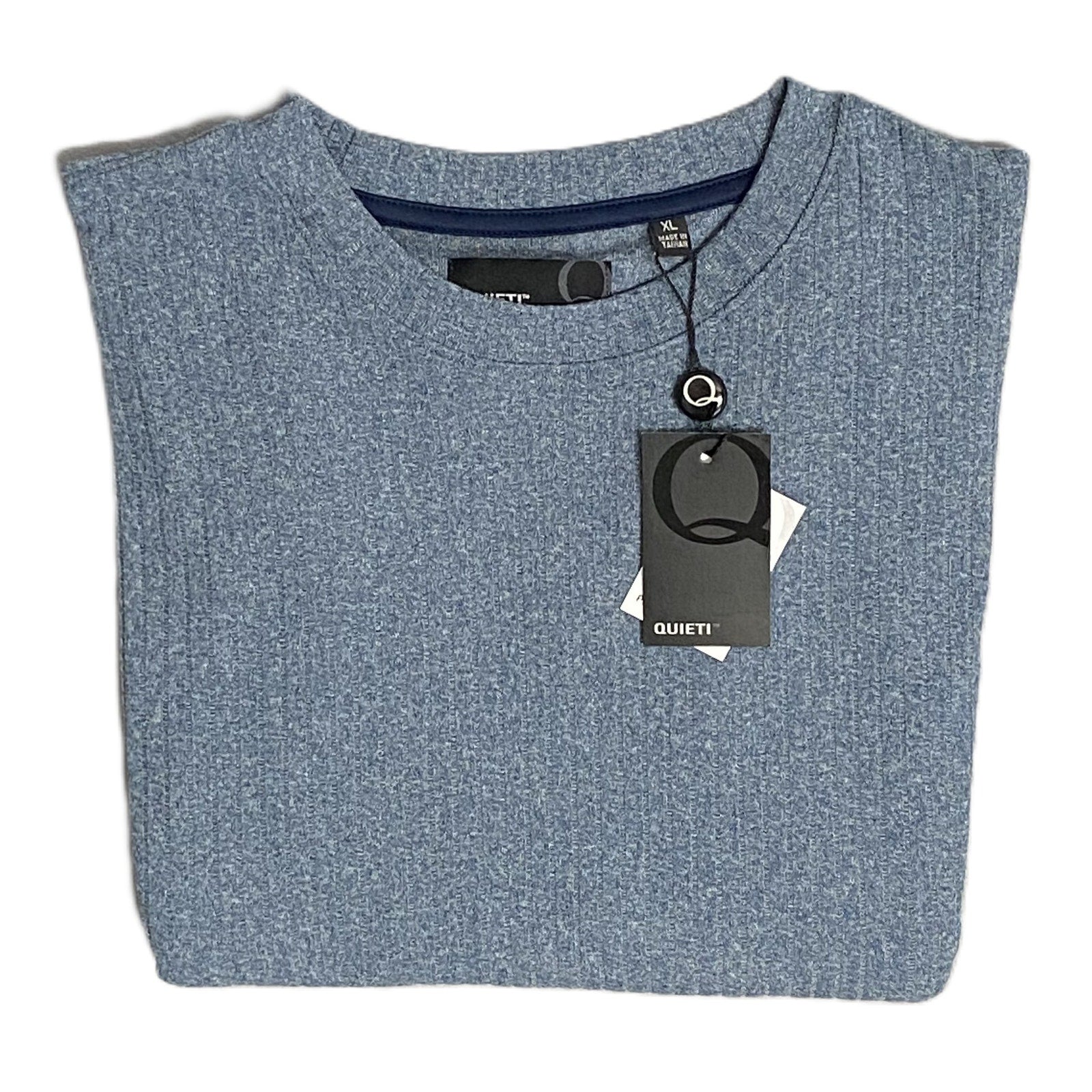 Quieti Long Sleeve T-Shirt Men's XL Crew Neck Stretch Fabric Blue Heather