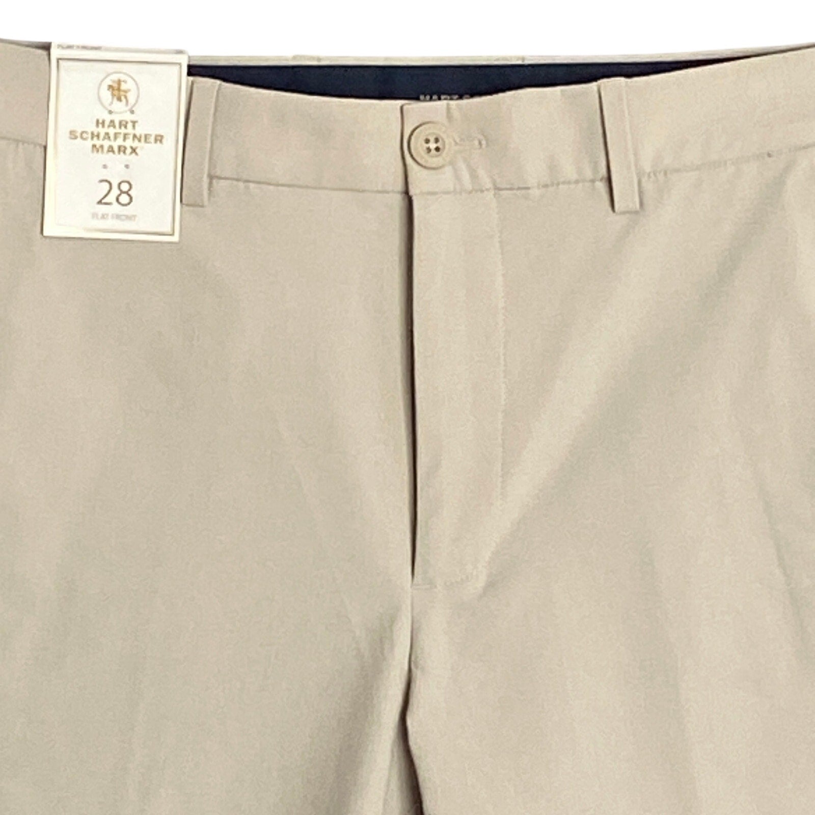 Hart Schaffner Marx Shorts Men's 28W Flat Front 4-Way Stretch Light Beige