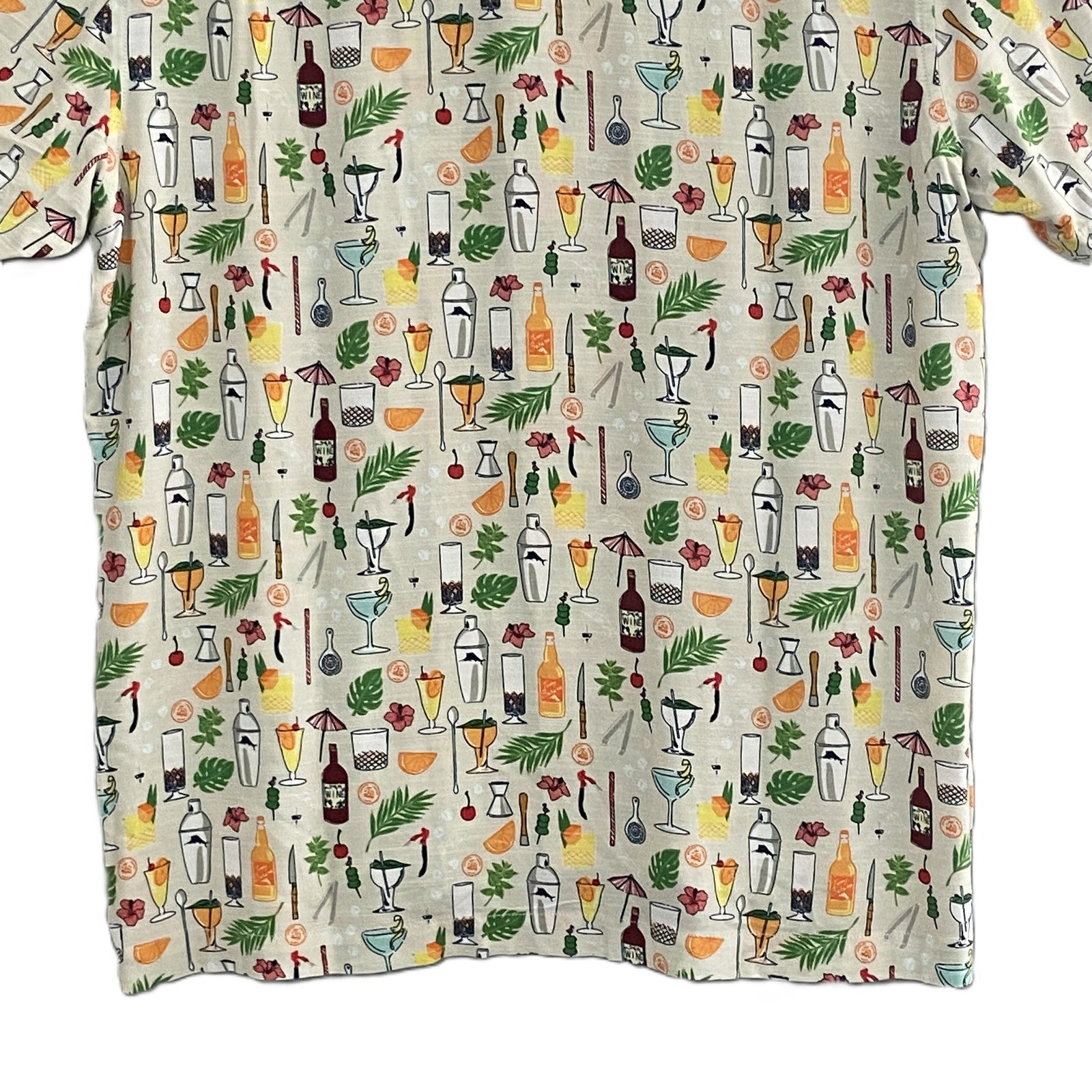 Tommy Bahama Shirt "The Veracruz Cay Lemon Lounge" Men's Medium Foggy Dew