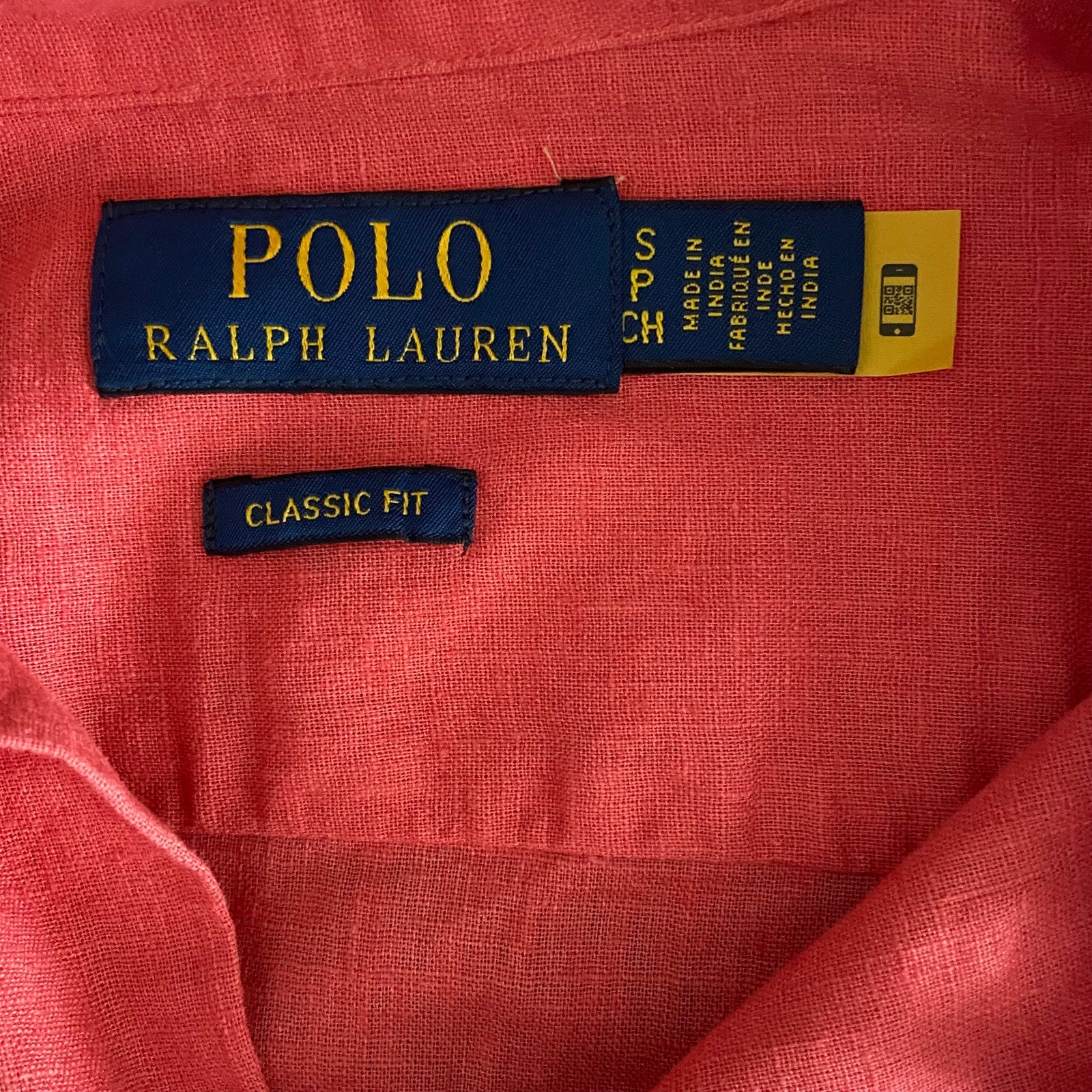 Polo Ralph Lauren Shirt Men's Small Classic Fit Short Slv Linen Blend Red