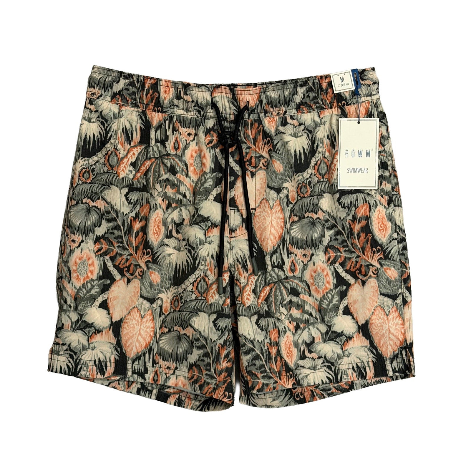 ROWM Swim Trunks Men's Medium Elastic Drawstring Waist Pockets Lined