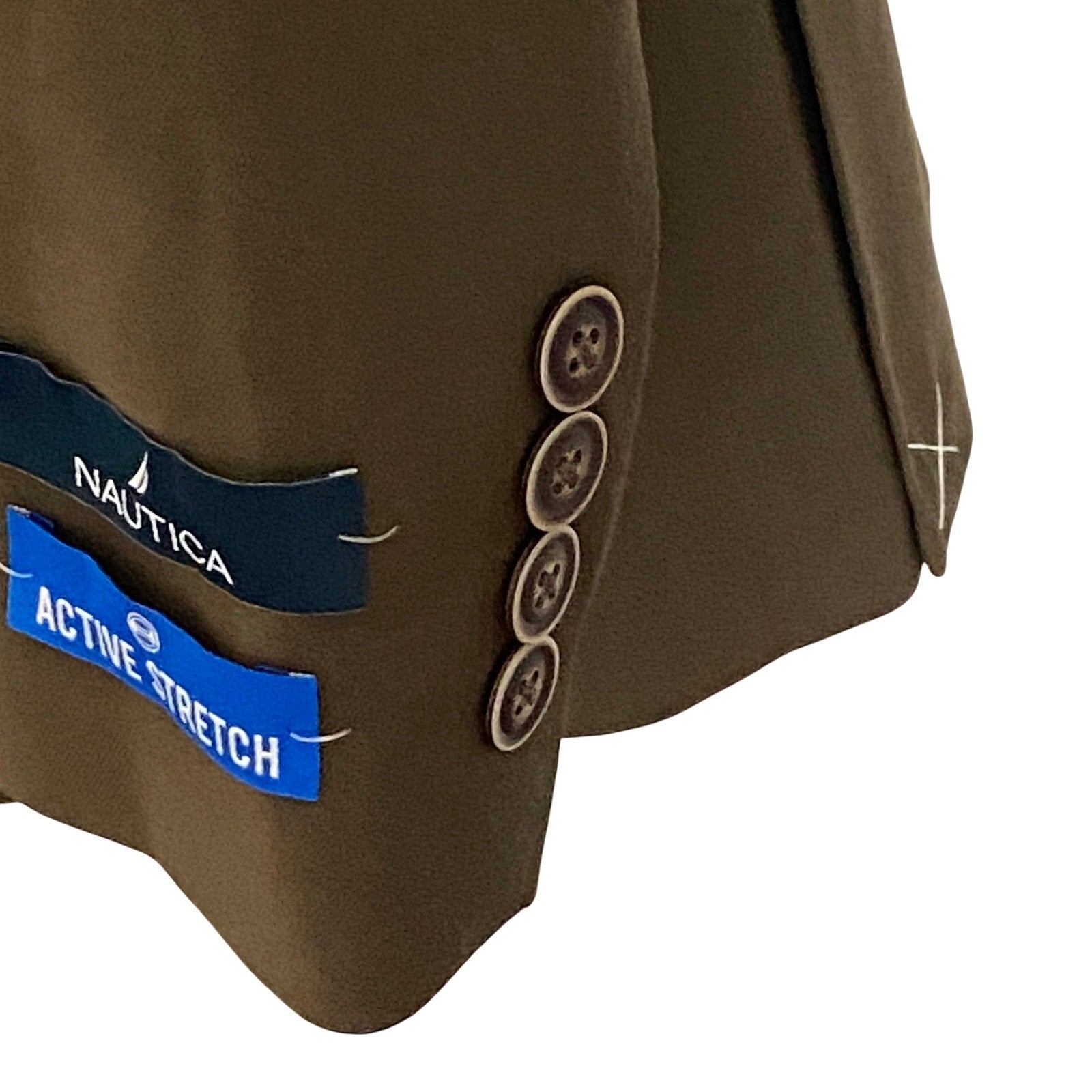 Nautica Men's Suit 40L 36W 2-Piece Suit Modern Fit Gaff Active Stretch Olive