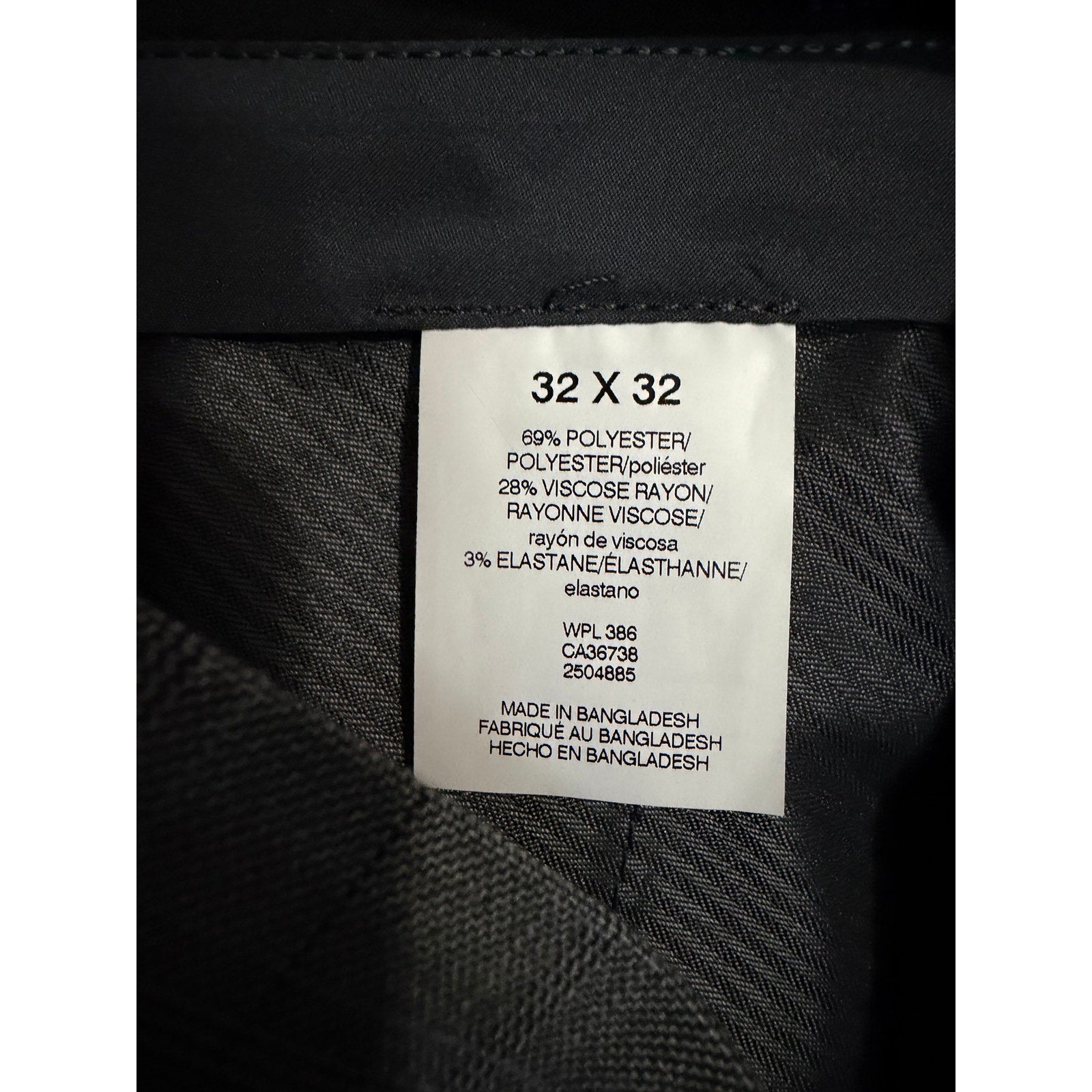 Kenneth Cole Dress Pants Men's 32"x32" Slim Fit Stretch Dark Grey Check