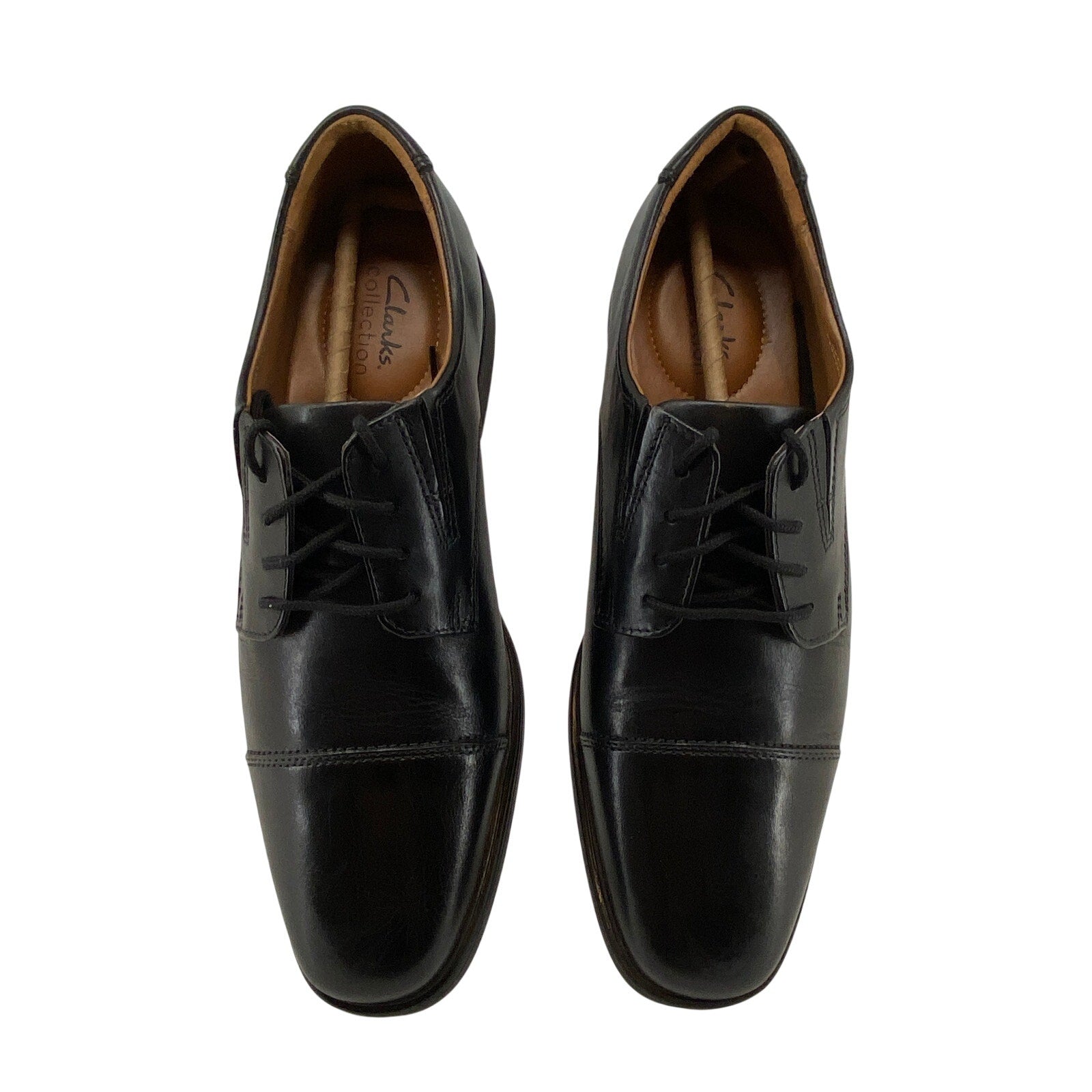 Clarks Men's Dress Shoes Size 8.5 Black Leather Oxford Tilden Cap Lace Up